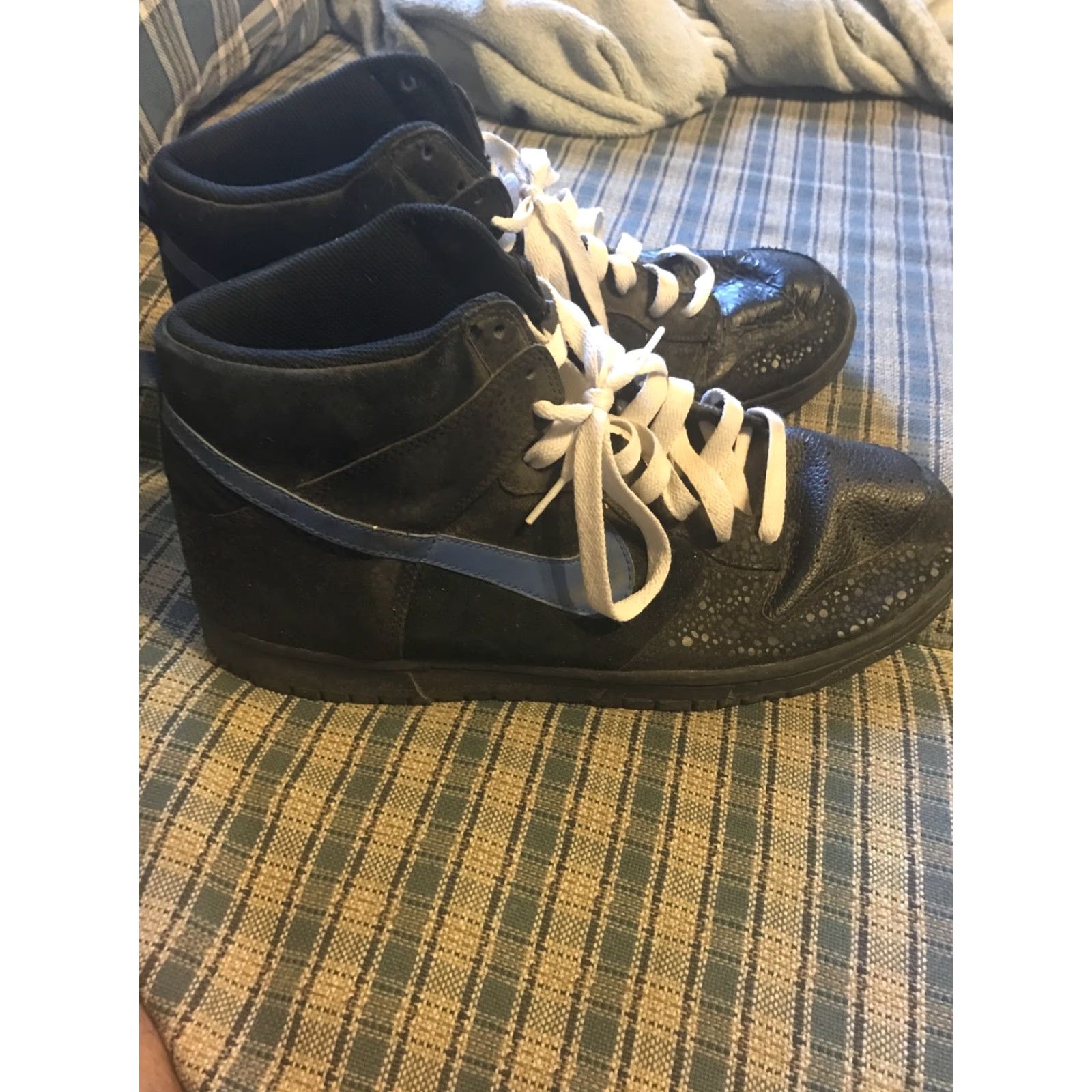 Nike VINTAGE Nike Dunk High Black Varsity Royal White Safari 344648-041 Mens 12 Rare 2009 Size US 12 / EU 45 - 3 Thumbnail