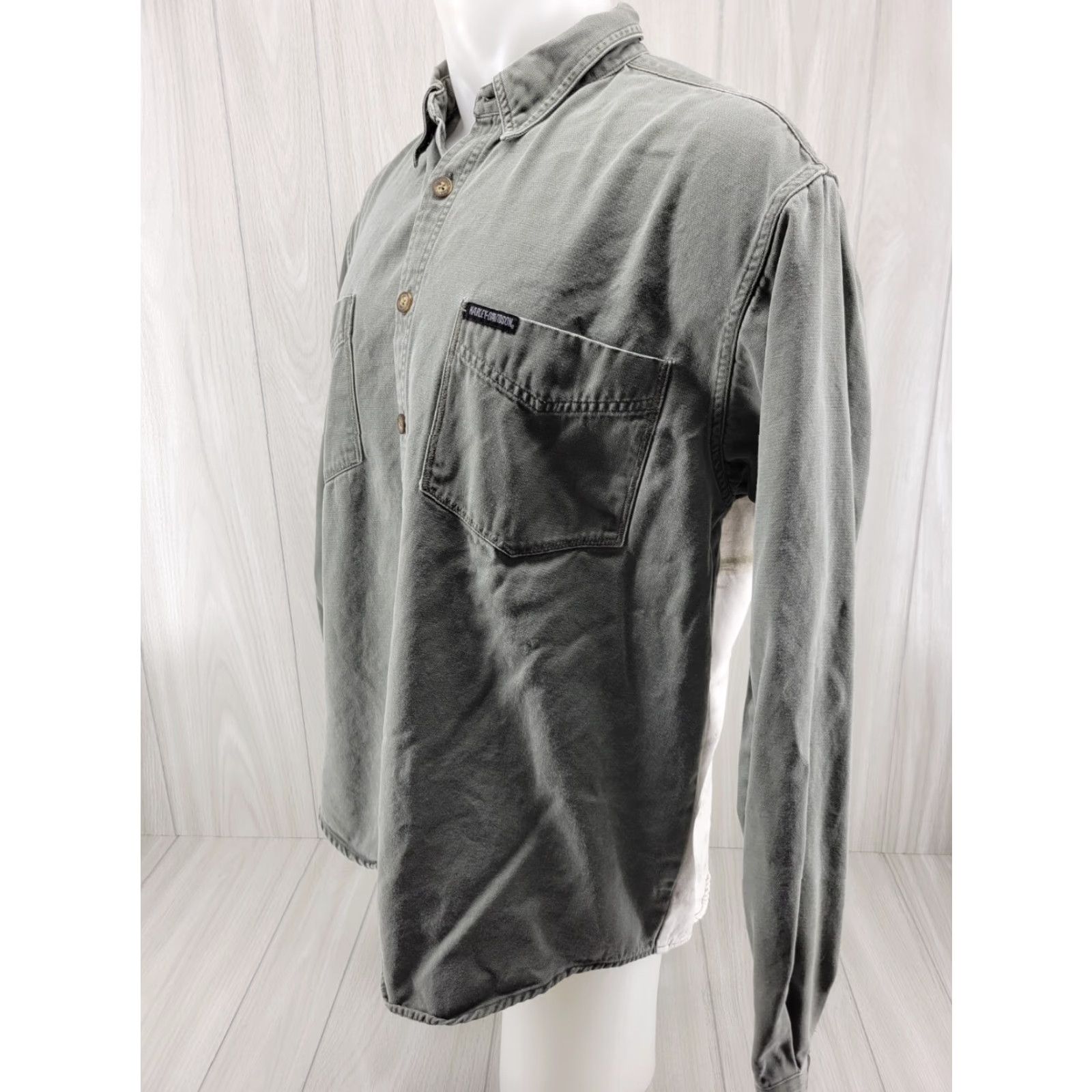 Harley Davidson VINTAGE Harley-Davidson Button-Down Shirt Mens XL Green Canvas Motorcycle Graphic Shirt Mens XL Promotional? (Note: This line is not acceptable) Size US XL / EU 56 / 4 - 3 Thumbnail