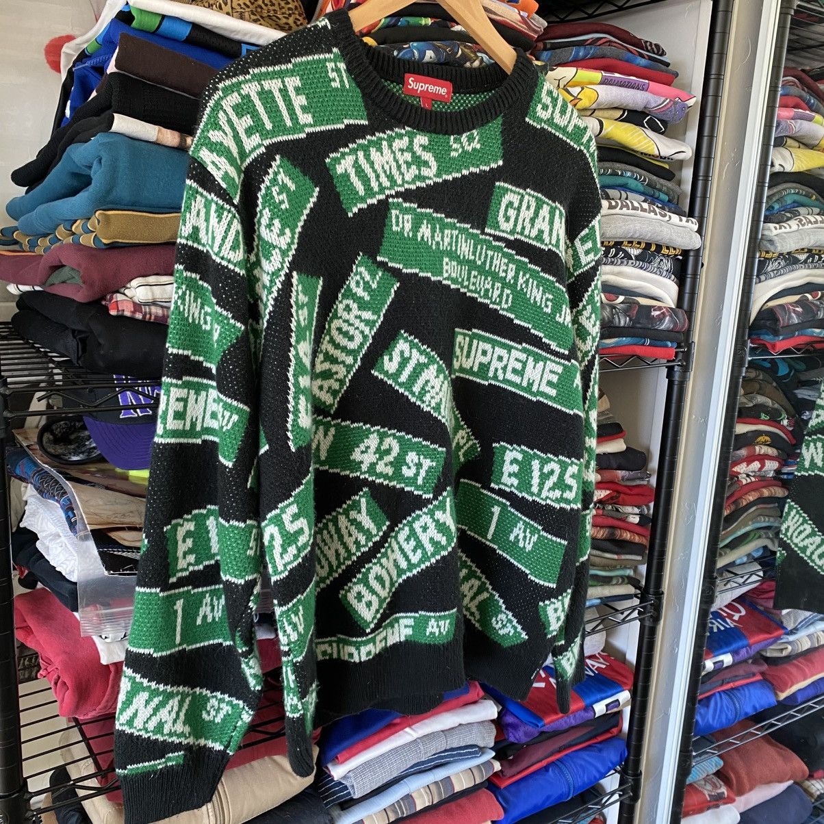 Supreme Supreme Street Signs Sweater Black 2021 Size US L / EU 52-54 / 3 - 4 Thumbnail