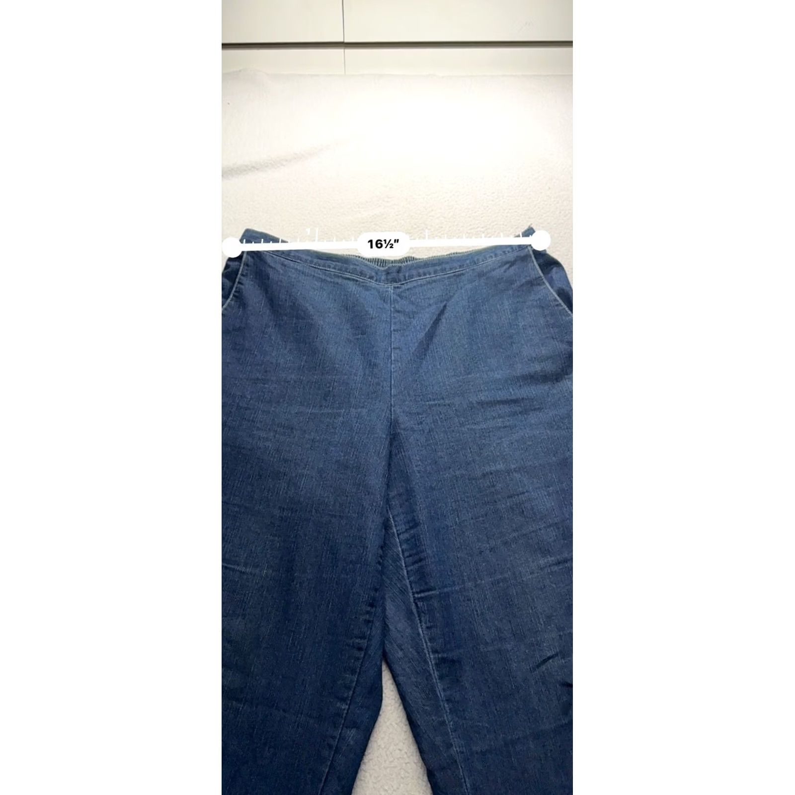 Vintage Alfred Dunner Denim Pants Wide Leg Pull-On Cotton Blend 14 Womens Dress Pants Blue Denim Vintage No (adjusted) Size 36" / US 14 / IT 50 - 7 Thumbnail