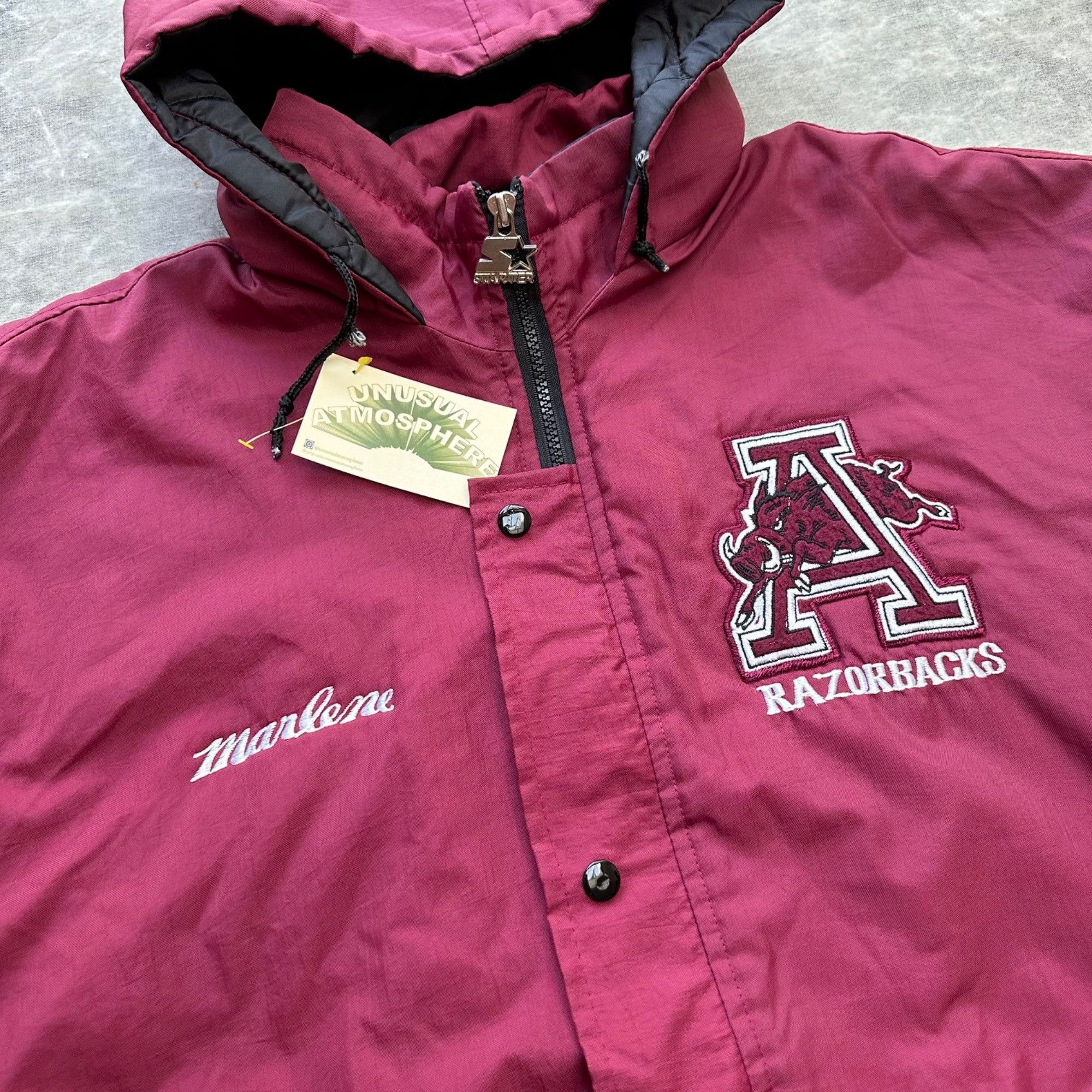 Vintage Vintage Starter Arkansas Razorbacks Puffer Jacket Size US L / EU 52-54 / 3 - 3 Thumbnail