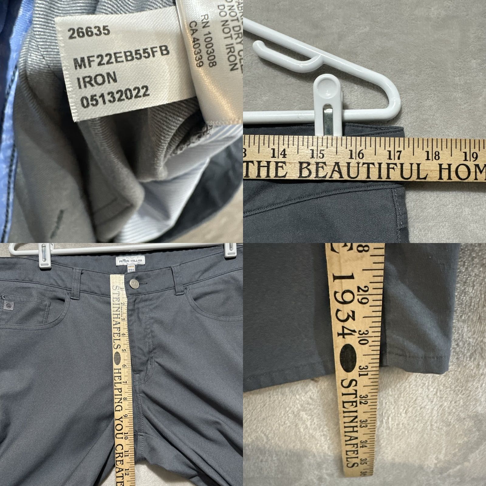Peter Millar VINTAGE? No. Peter Millar Brentwood Performance Pants Men's 34 Gray Classic Fit Logo Pants Size US 34 / EU 50 - 8 Thumbnail