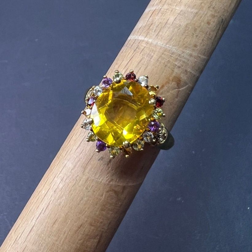 Other Yellow topaz multi stone gold over 925 ring size 8 Size ONE SIZE - 2 Thumbnail