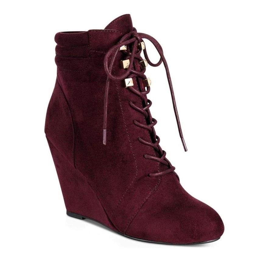 Other REBEL Womens NEW Kerlynn Faux Suede Lace-Up Wedge Boots | 8M Size US 8 / IT 38 - 1 Thumbnail