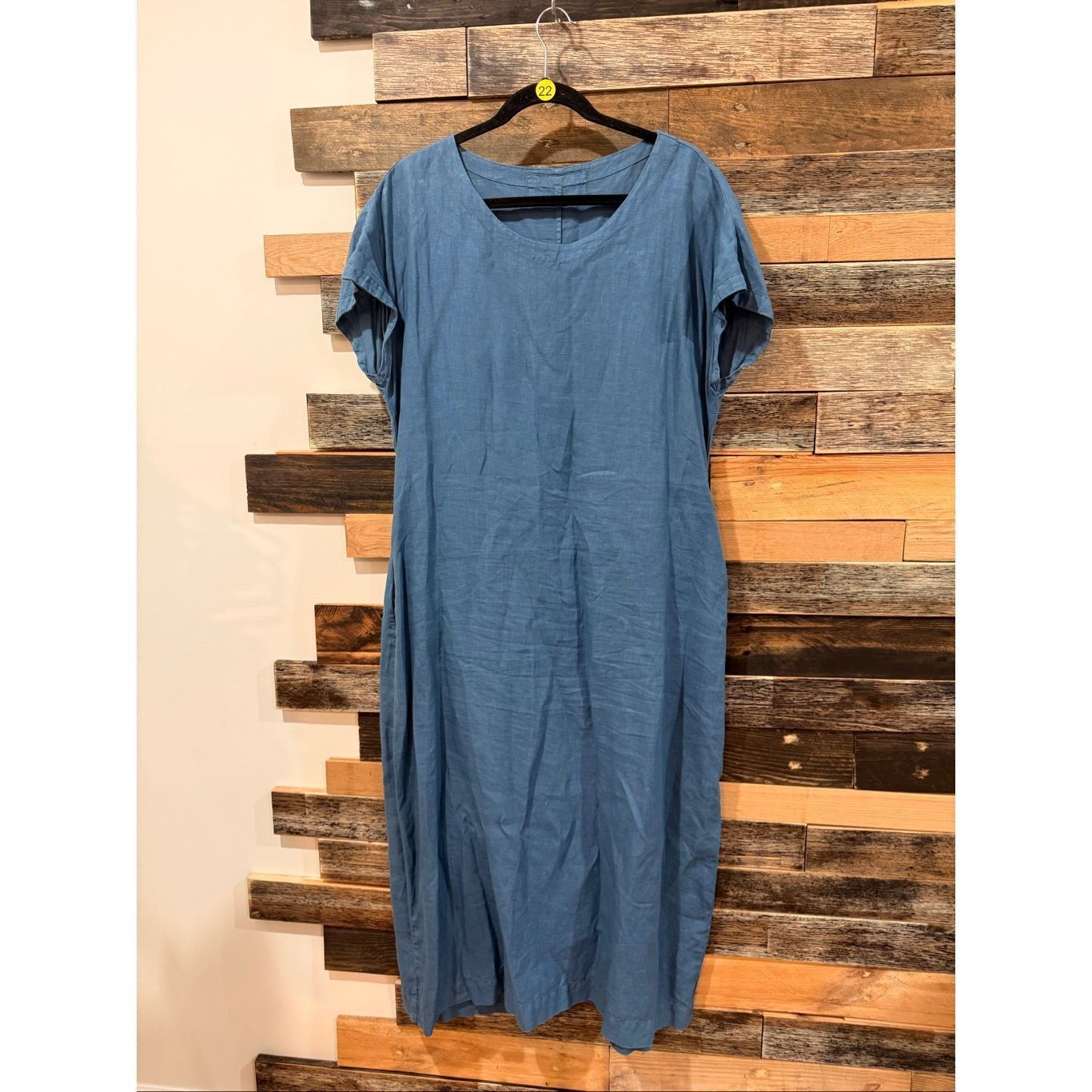 Linea Grizas linen blue dress pockets size Large Size L / US 10 / IT 46 - 1 Thumbnail