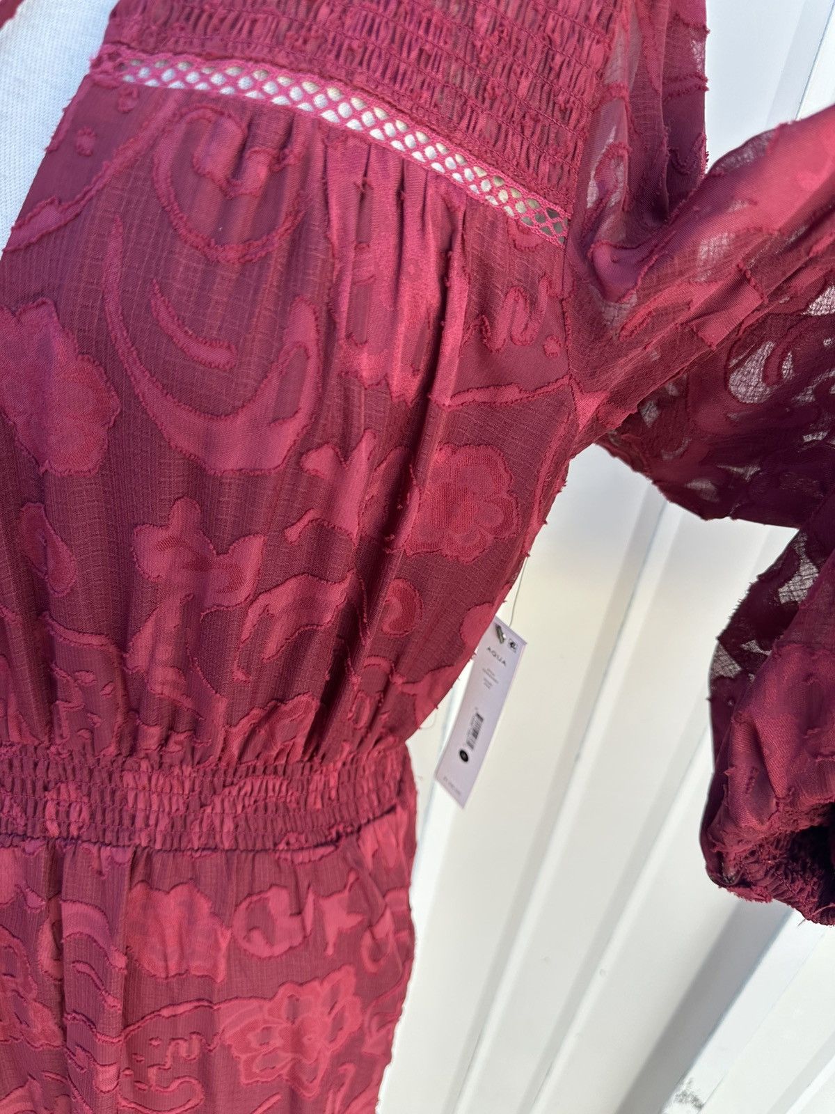 Aquascutum Burgundy lace long sleeve dress #specialoccasion Size M / US 6-8 / IT 42-44 - 5 Thumbnail