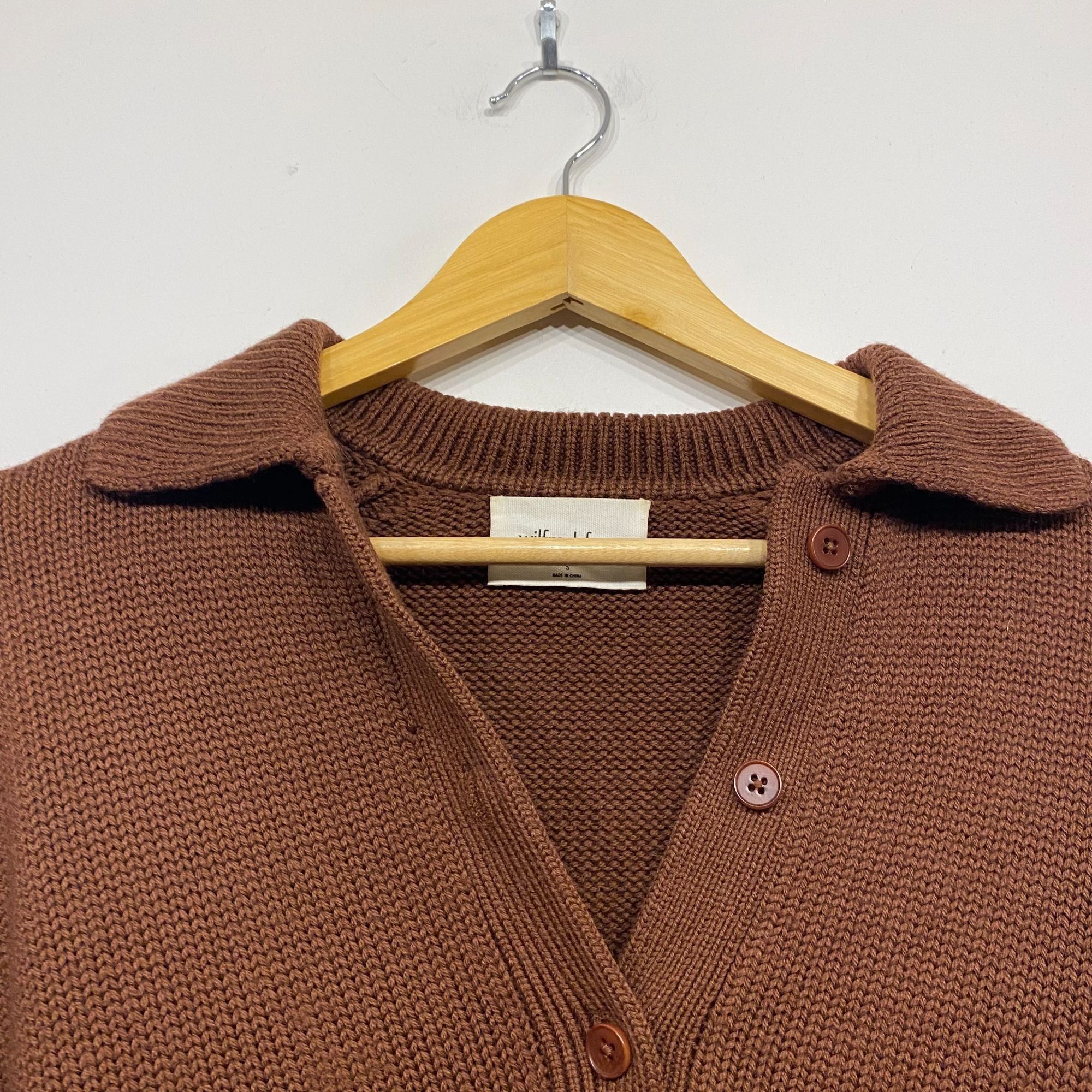 Aritzia Aritzia Wilfred Merino Wool Knit Brown Collared Sweater Size Size S / US 4 / IT 40 - 2 Thumbnail
