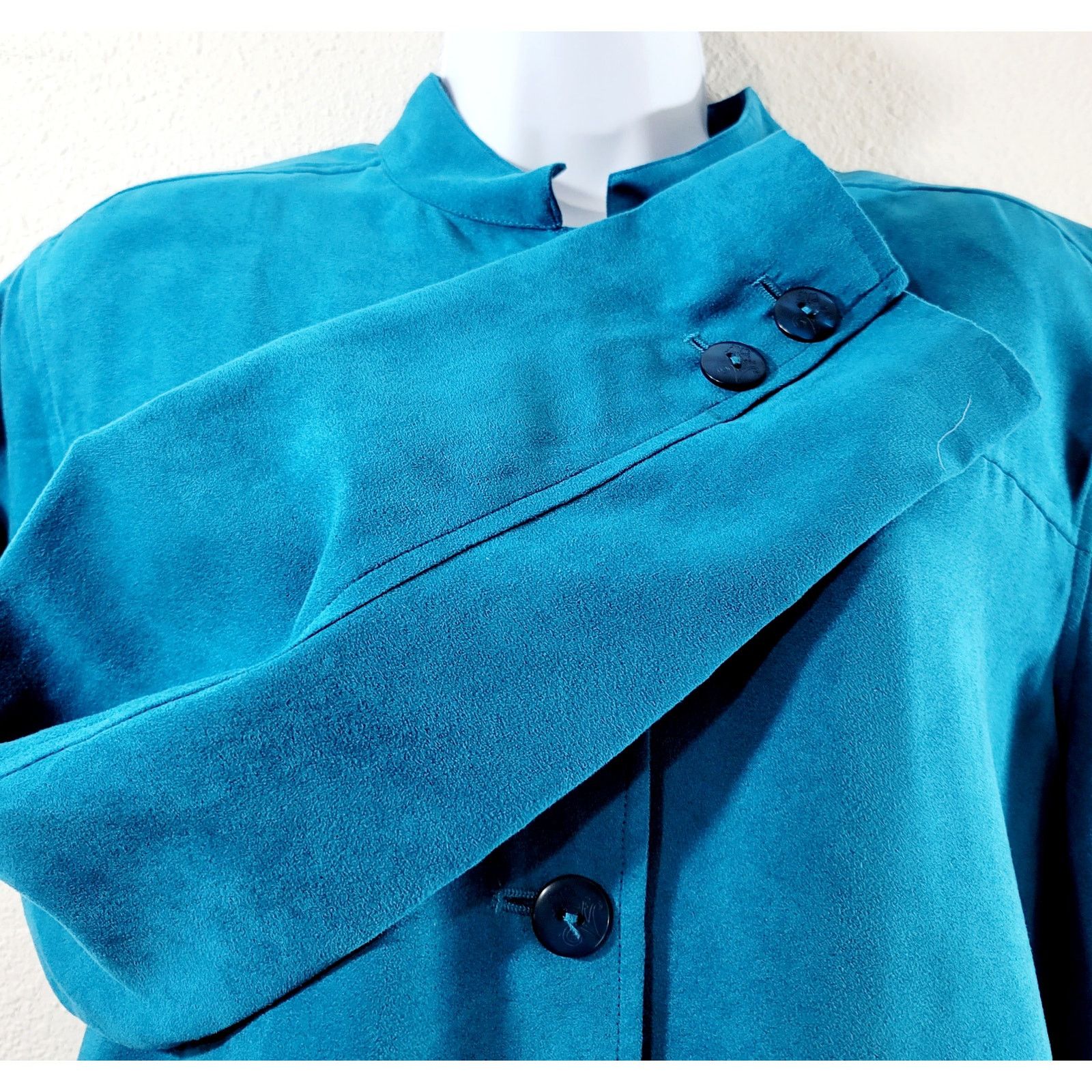 Other Draper's & Damon's Blue Teal Suede Button Up Blazer Large Size L / US 10 / IT 46 - 7 Thumbnail