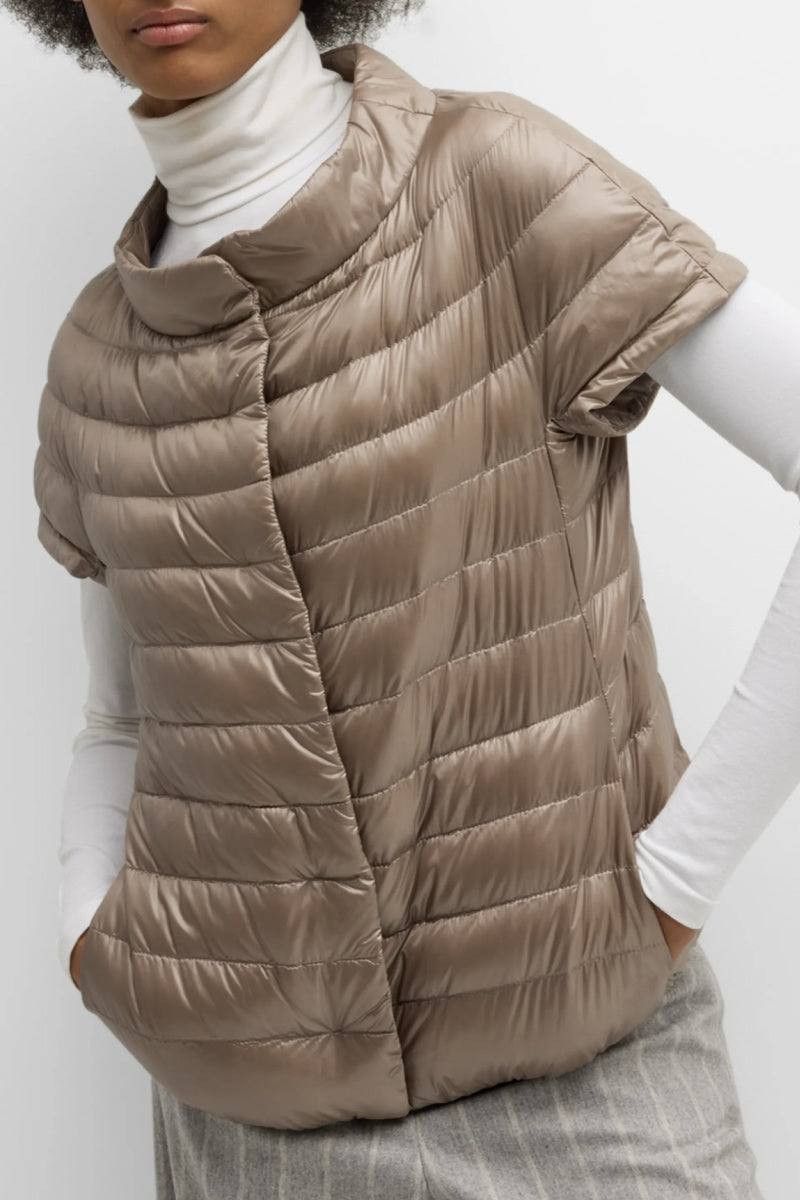 Herno Herno Emilia Cap Sleeve Quilted Gold Down Jacket Size L / US 10 / IT 46 - 4 Thumbnail