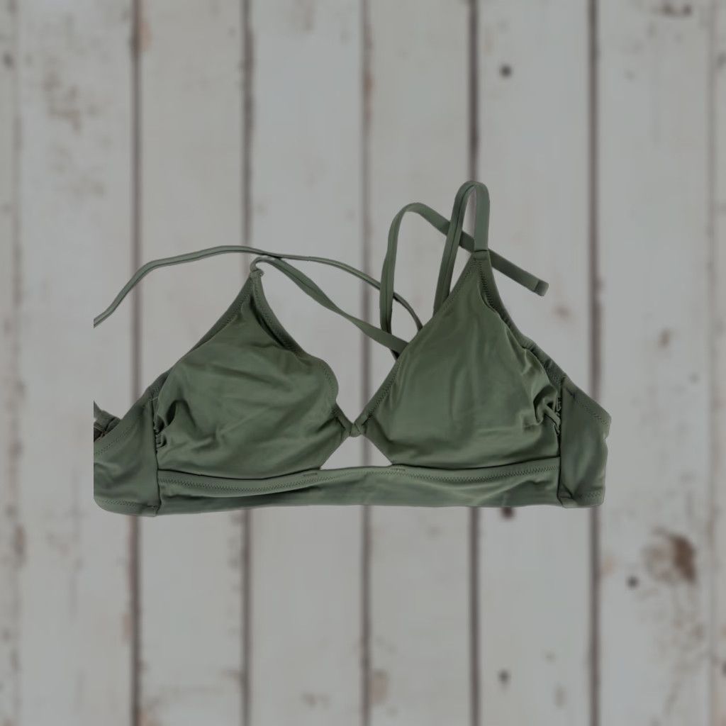 Vintage Shade & Shore Bikini Top Womens Size 36C Green Push Up Top Spaghetti Strap Solid Nylon Polyester Spandex Beach Womens 36C Size XS / US 0-2 / IT 36-38 - 1 Thumbnail