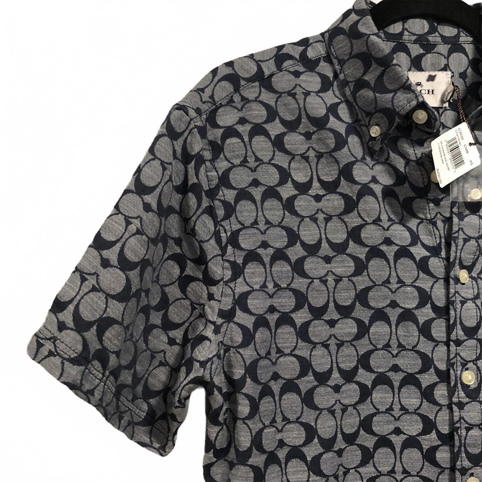 Coach Coach Mens Signature Logo Chambray C3035 Shirt Blue XS NWT Size US XS / EU 42 / 0 - 2 Thumbnail