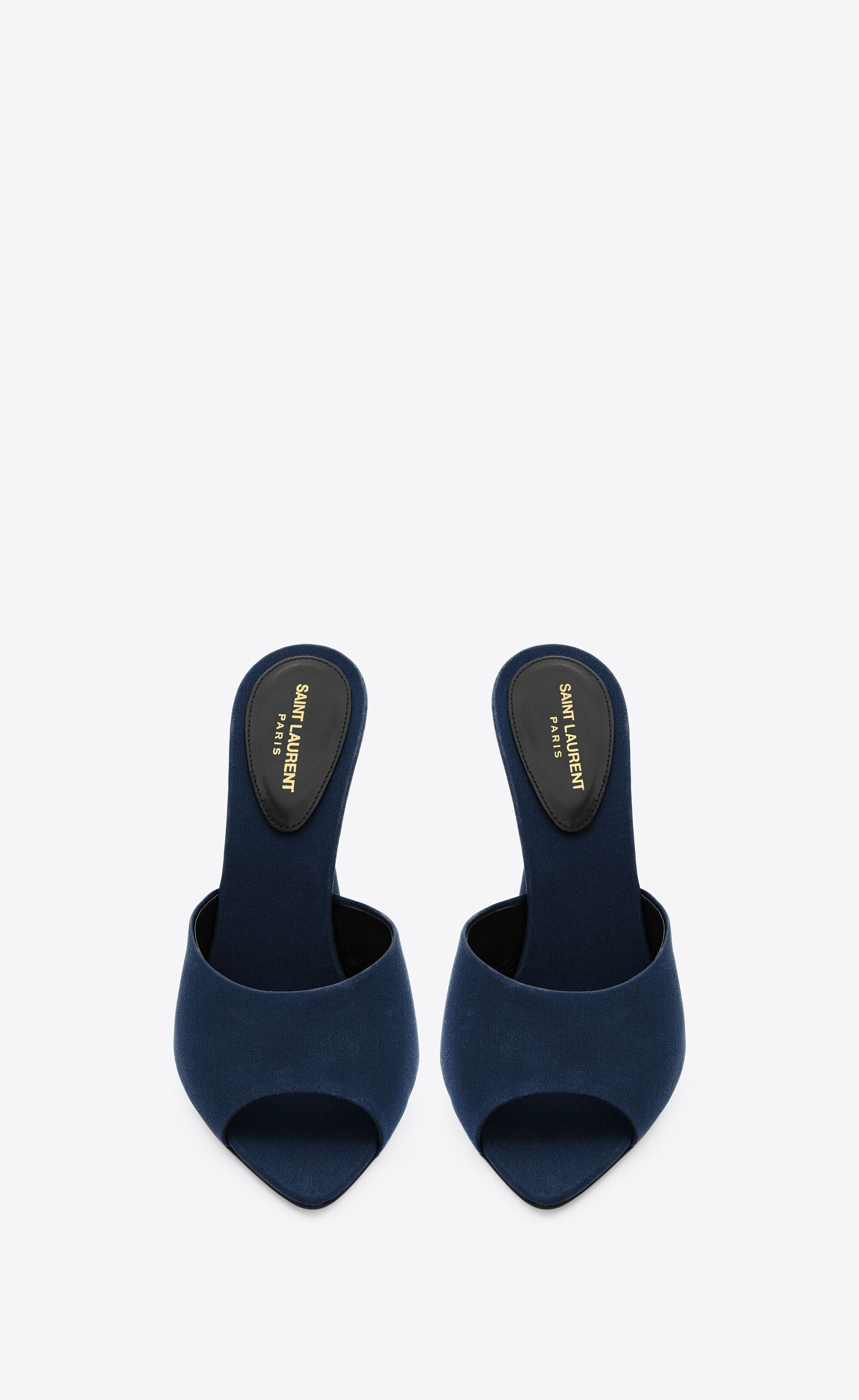 Saint Laurent Paris o1s1wg110225 766829 Suite Mules In Crepe De Chine Dark Blue Size US 9 / IT 39 - 2 Thumbnail