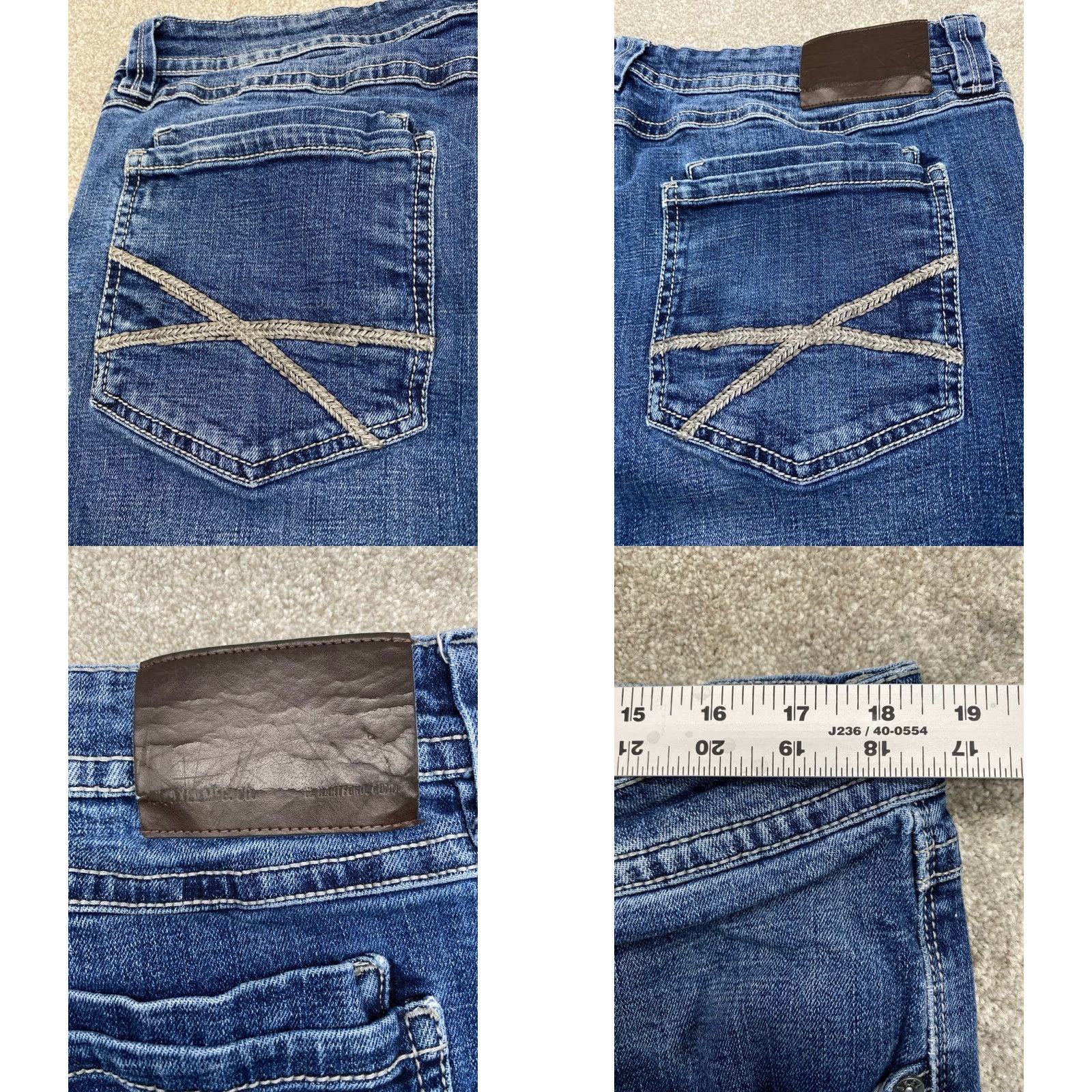 Denime AXEL Jeans Denim 36x32 Athletic Mens 5-Pocket Straight Blue Cotton Spandex Medium Wash Regular Rise Button Zip 36 Inseam 38 Waist Size US 36 / EU 52 - 10 Thumbnail