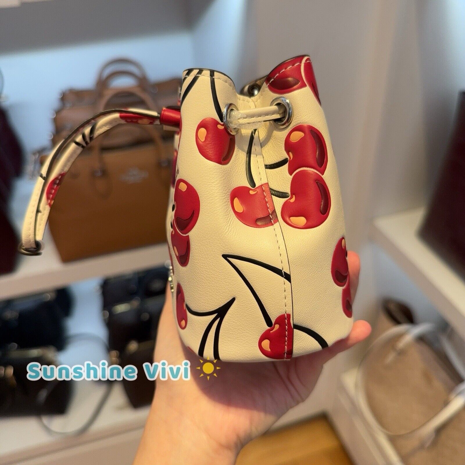 Coach NWT Limited Coach Drawstring Wristlet Cherry Print CZ030 Size ONE SIZE - 3 Thumbnail