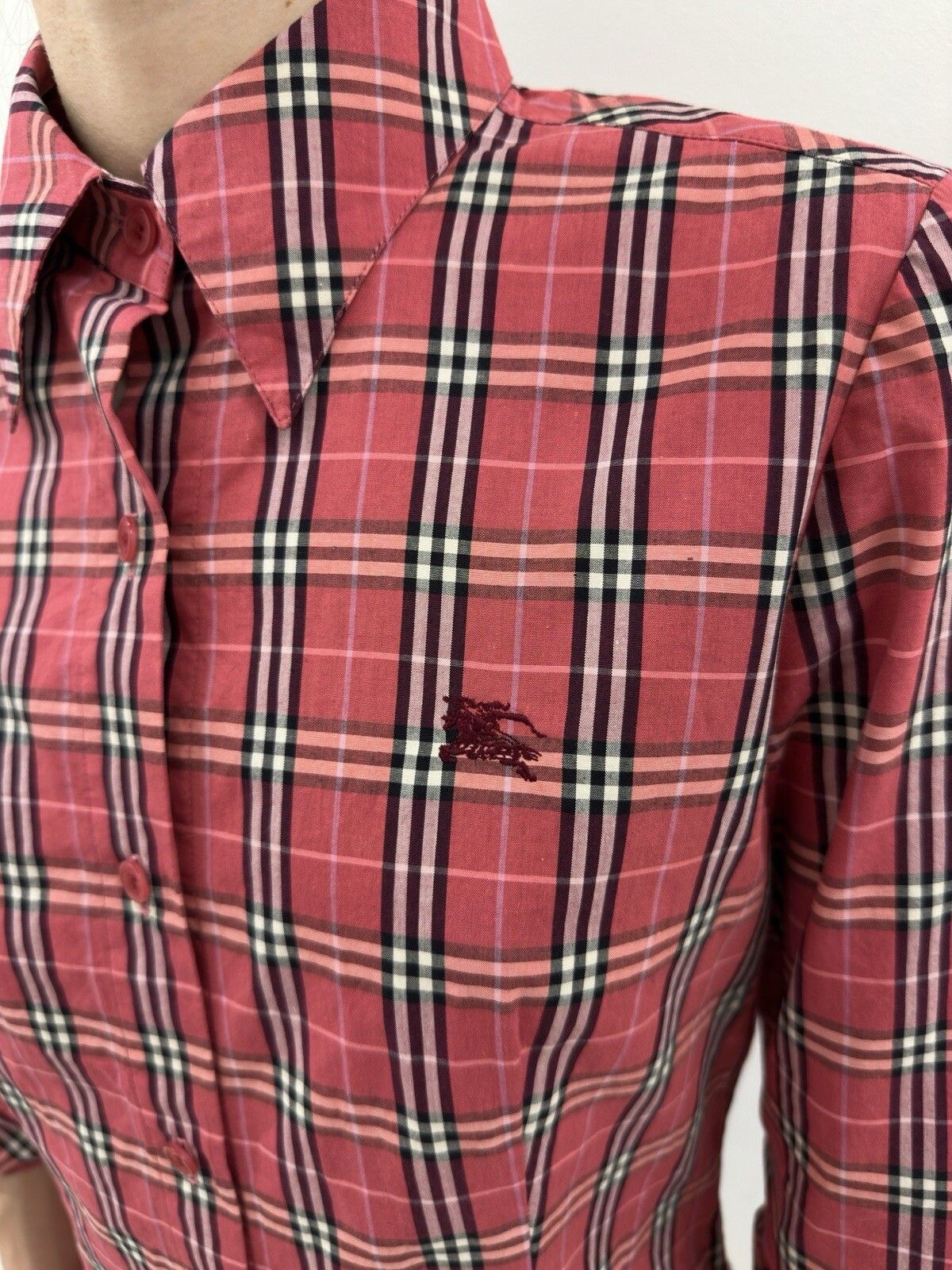 Burberry Burberry London Blue Label Womens Plaid Shirt Red Size 38 Size XS / US 0-2 / IT 36-38 - 7 Thumbnail