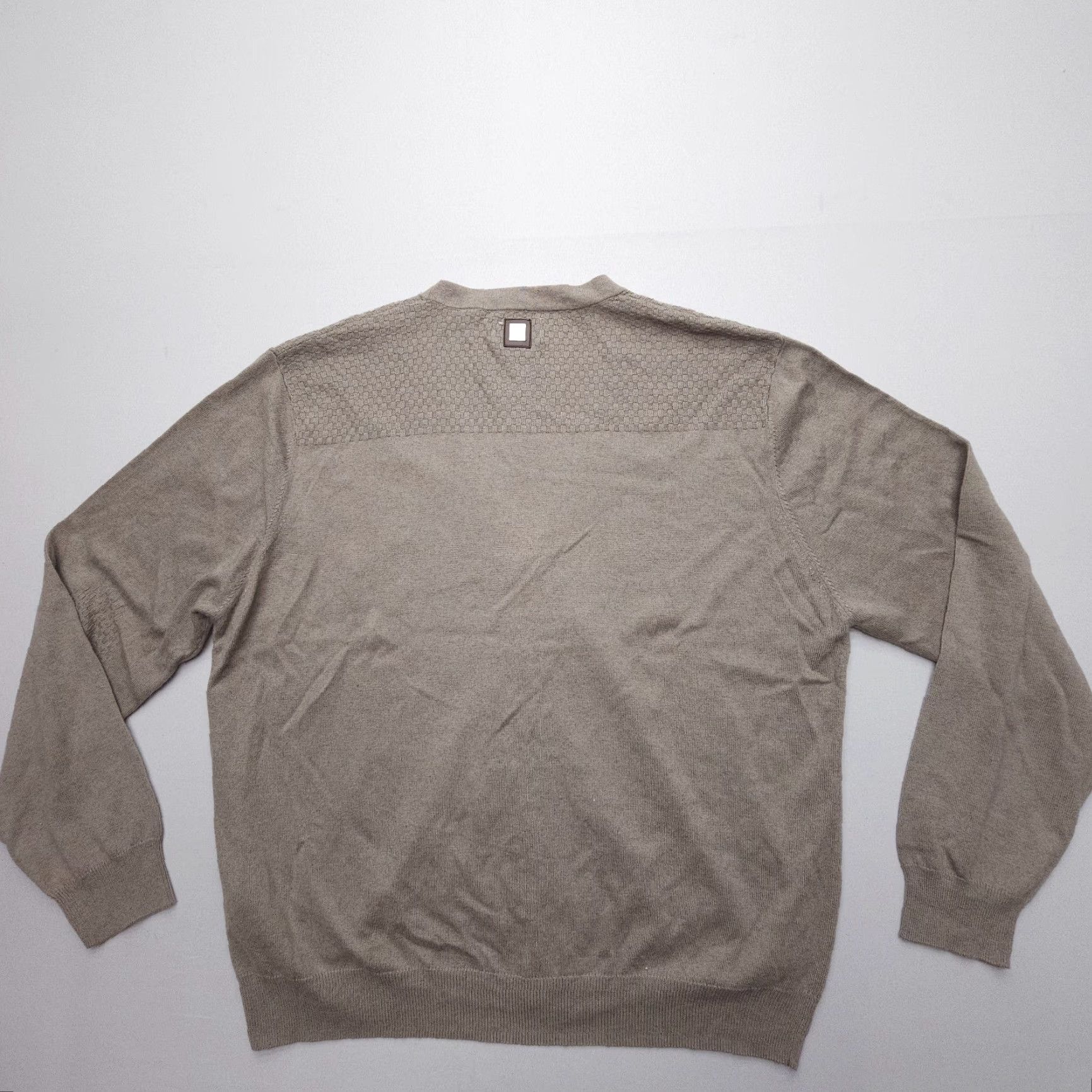 Vintage G-Mac by Kartel Golf Cardigan Sweater Mens 2XL Cotton Cashmere Beige V-Neck Knitted Knit Long Sleeve Casual Dad Classic Pattern Solid Cardigan Size US XXL / EU 58 / 5 - 2 Thumbnail