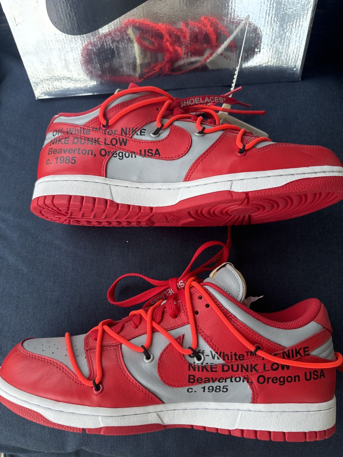 Nike × Off-White Red University Off White Dunks Size US 10.5 / EU 43-44 - 2 Thumbnail