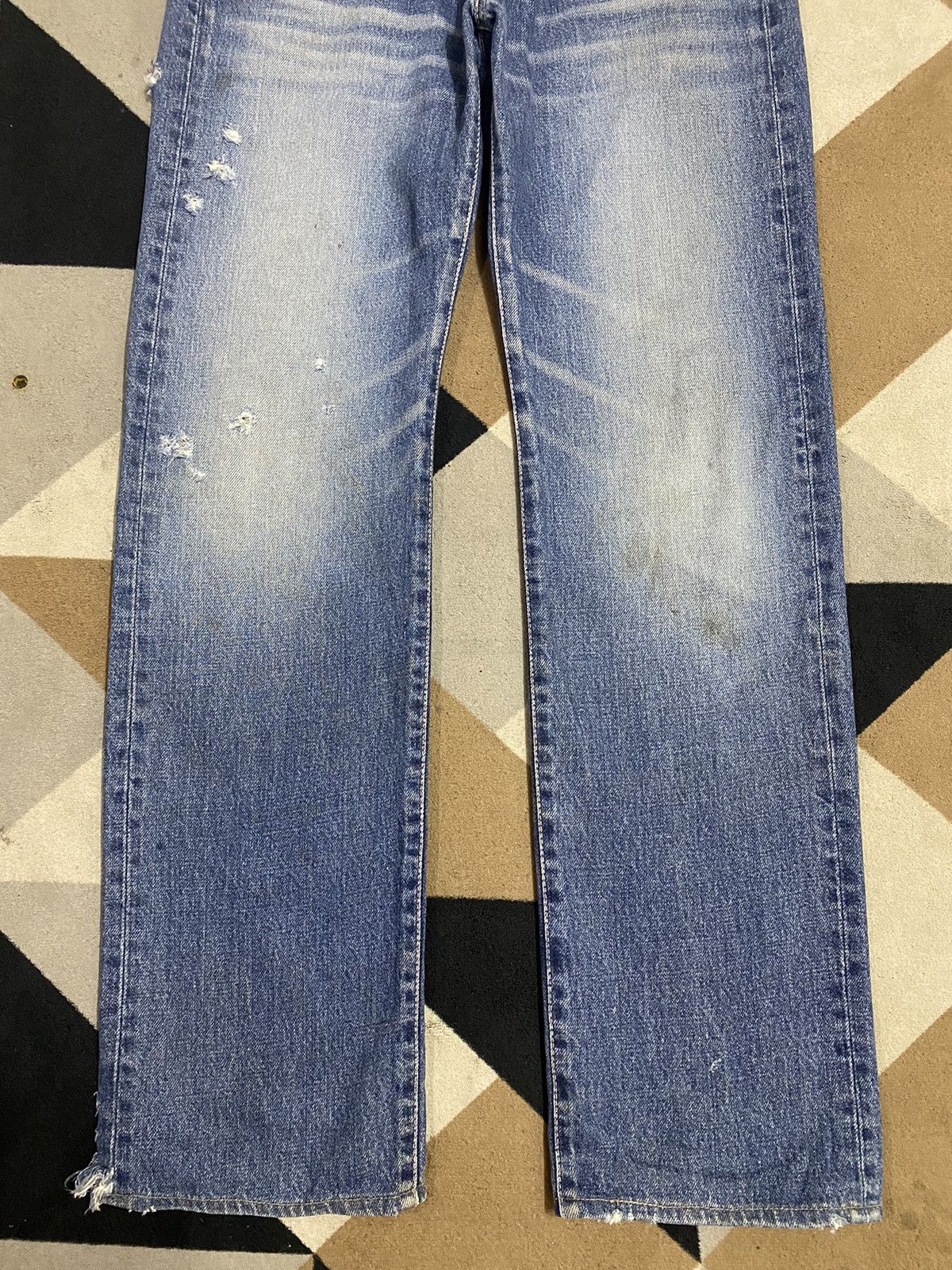 Japanese Brand Distressed - faded blue jeans with a worn look jeans Size US 30 / EU 46 - 5 Thumbnail