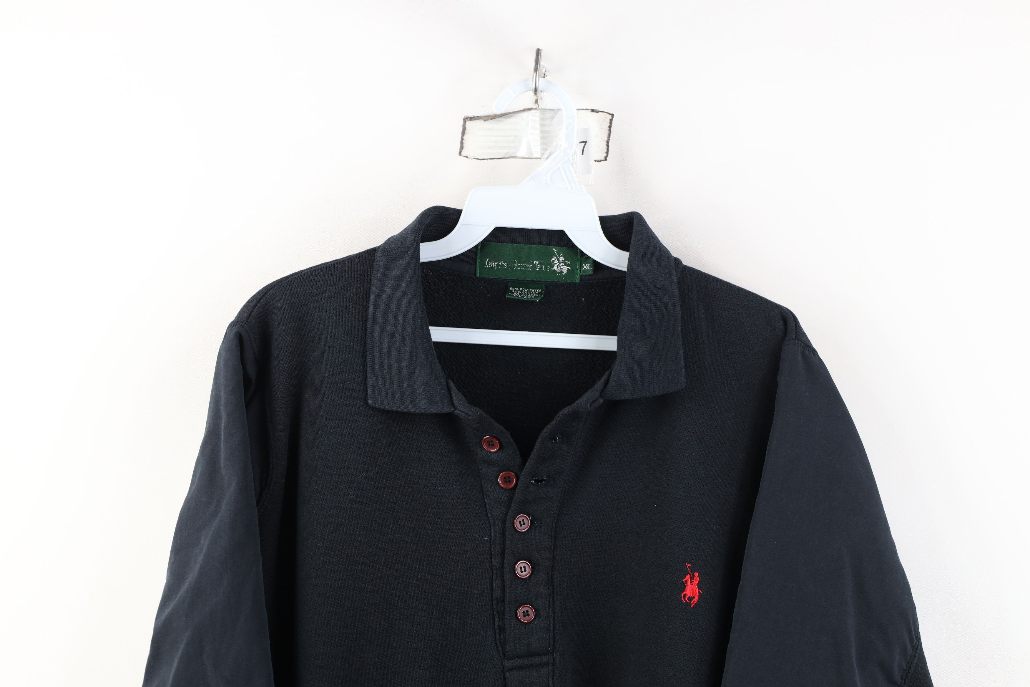 Vintage Vintage 90s Streetwear Henley Pullover Sweatshirt Black Size US XL / EU 56 / 4 - 2 Thumbnail