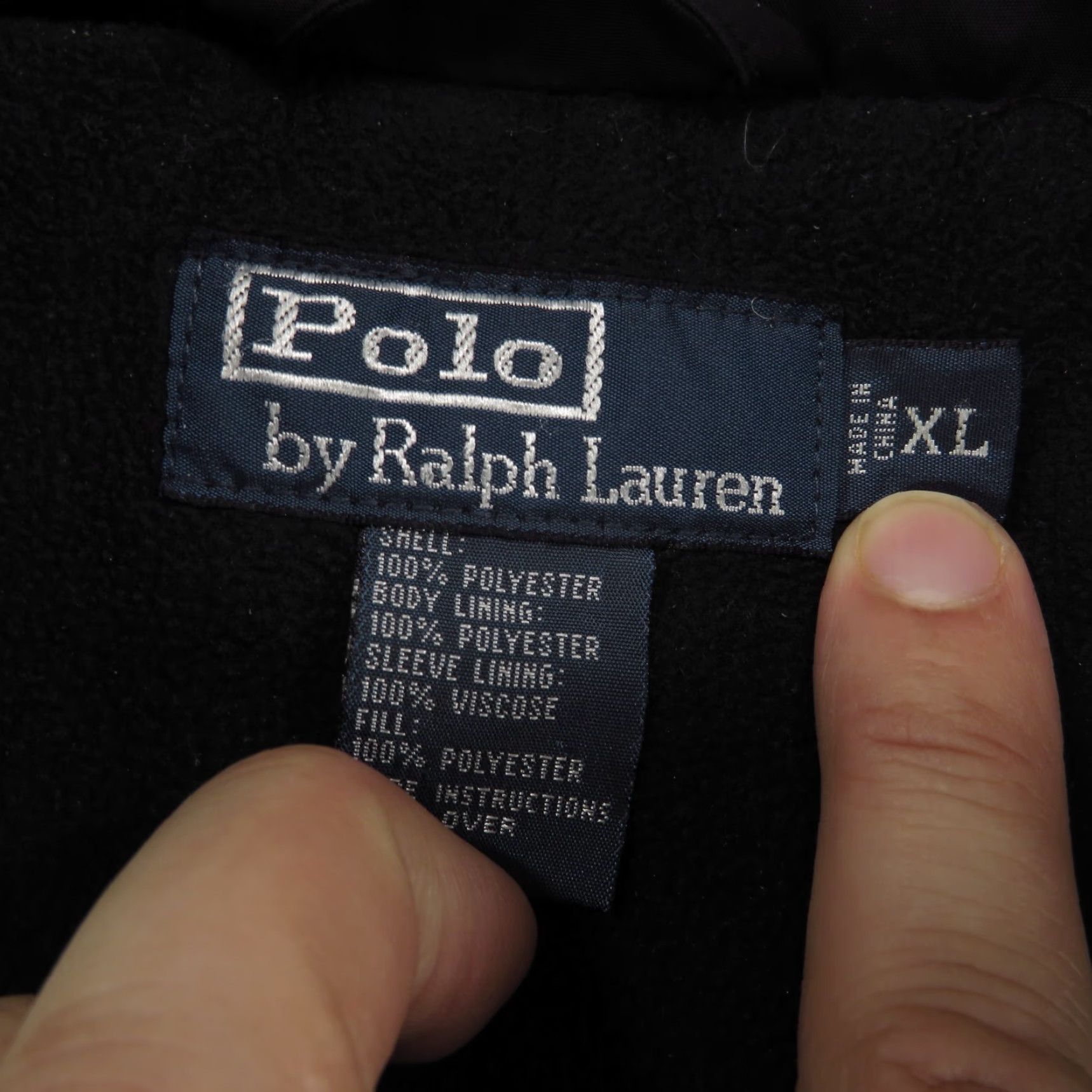 Polo Ralph Lauren VINTAGE Polo Ralph Lauren Jacket Mens XL Black Red Pony Fleece Lined Zip Up Hood Size US XL / EU 56 / 4 - 6 Thumbnail