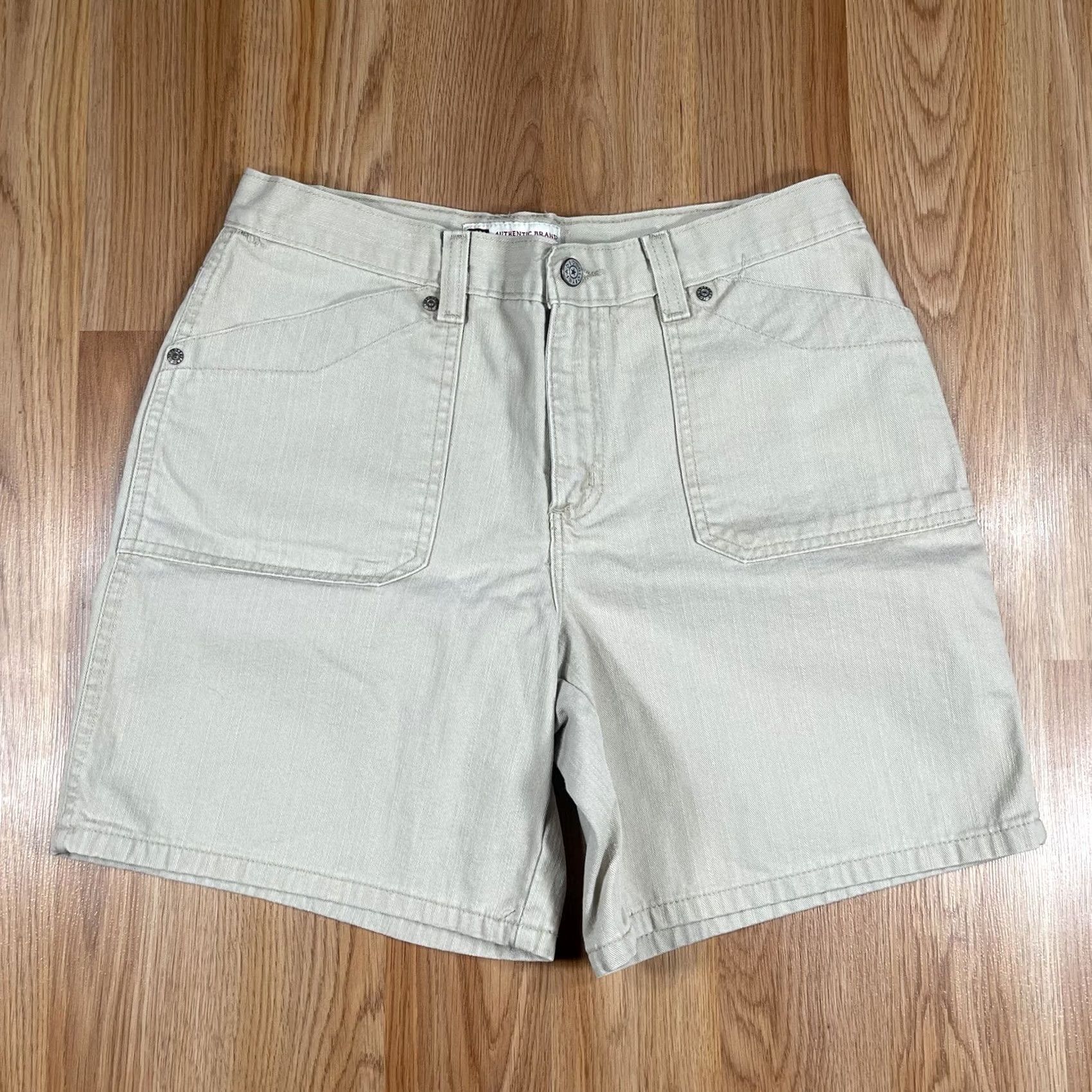 Faded Glory Faded Glory Shorts Womens 10 Mid Rise Flat Front Pockets Beige Denim Jean Cotton Shorts Size 32" / US 10 / IT 46 - 2 Thumbnail