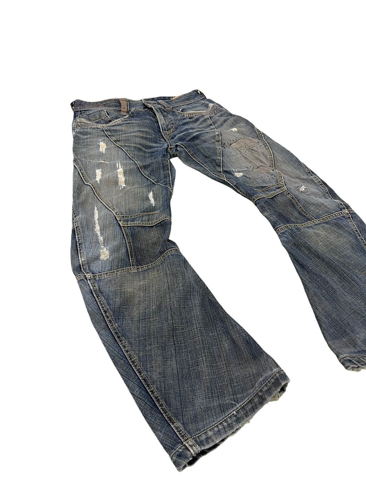 Japanese Brand Curv Leg Jeans Tough Jeans Faded Distress Regular 6🟦4 Size US 32 / EU 48 - 2 Thumbnail