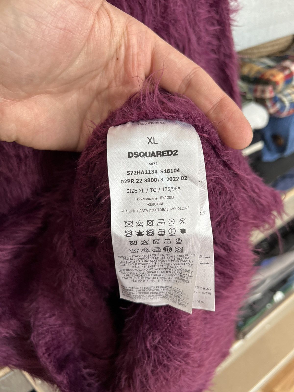 Dsquared2 Dsquared2 Womens Fuzzy Mohair Knitted Sweater Purple Size XL Size XL / US 12-14 / IT 48-50 - 6 Thumbnail
