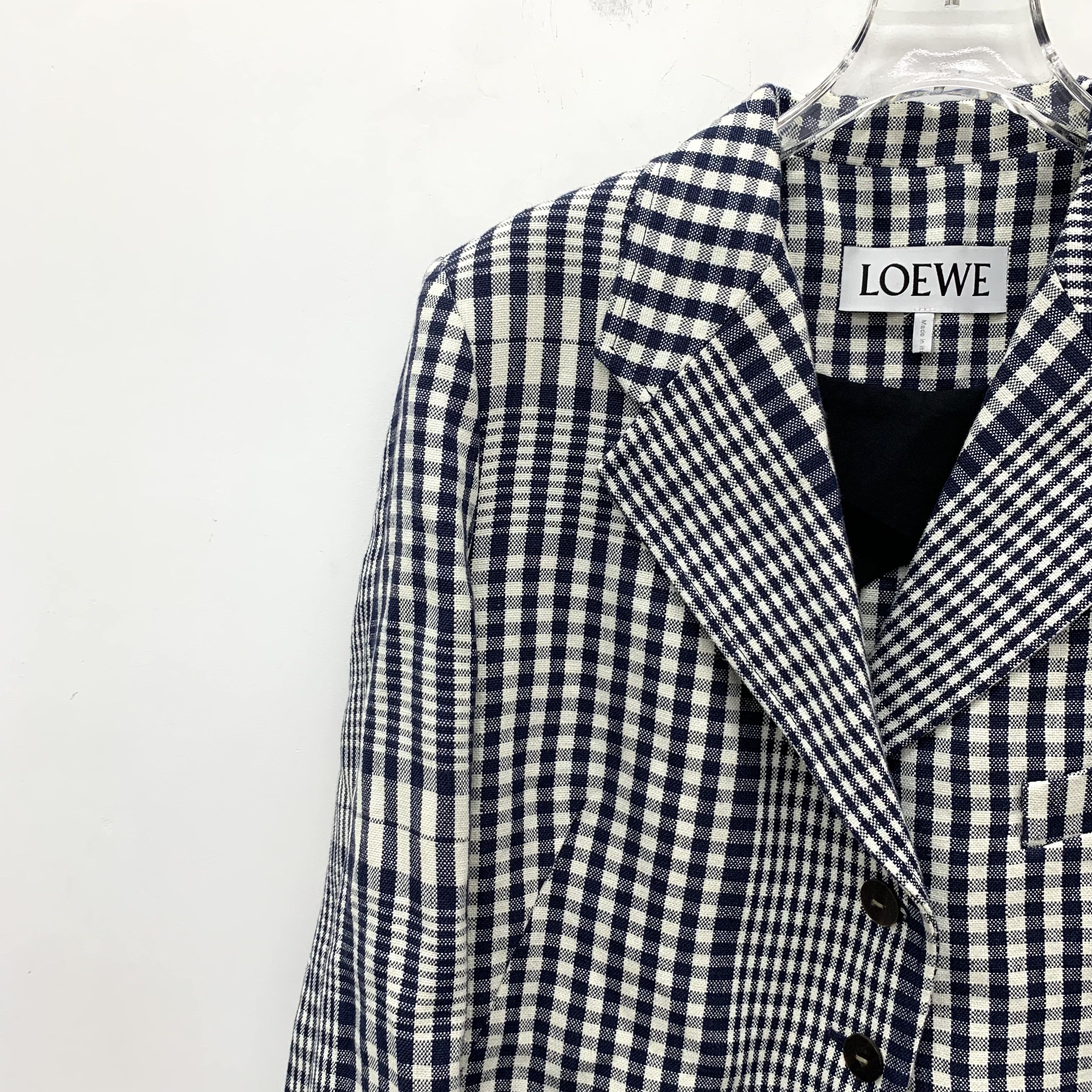 Loewe Loewe Checked Linen Blazer Grey (40) Size 40R - 3 Thumbnail