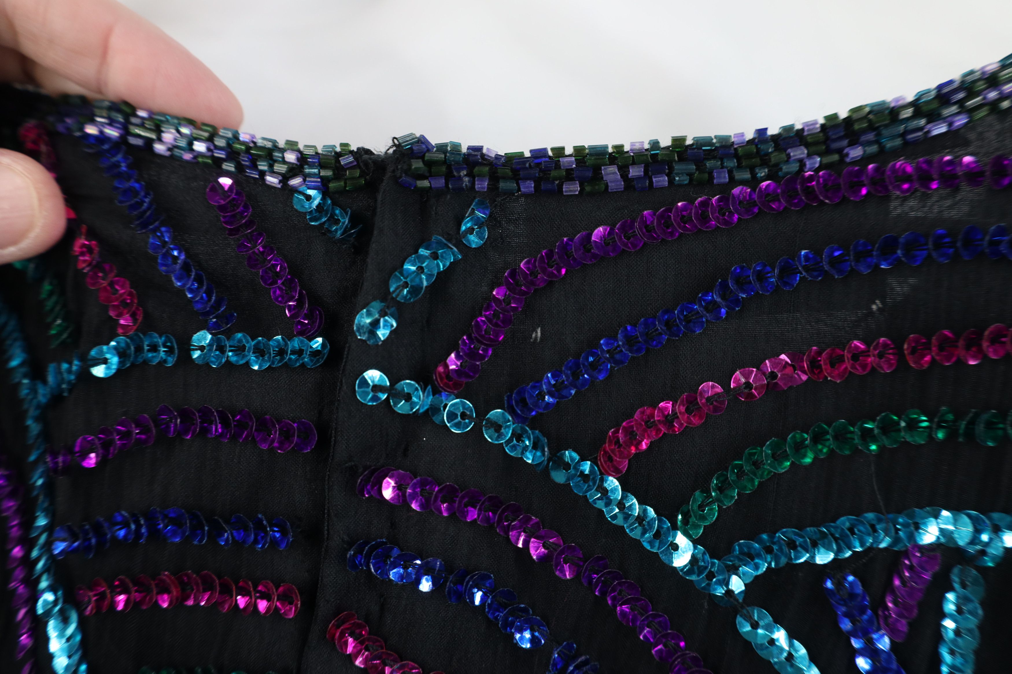 Vintage Vintage 90s Scala Sequin Beaded Evening Party Shirt Silk Size 3XL / US 20-22 - 10 Thumbnail