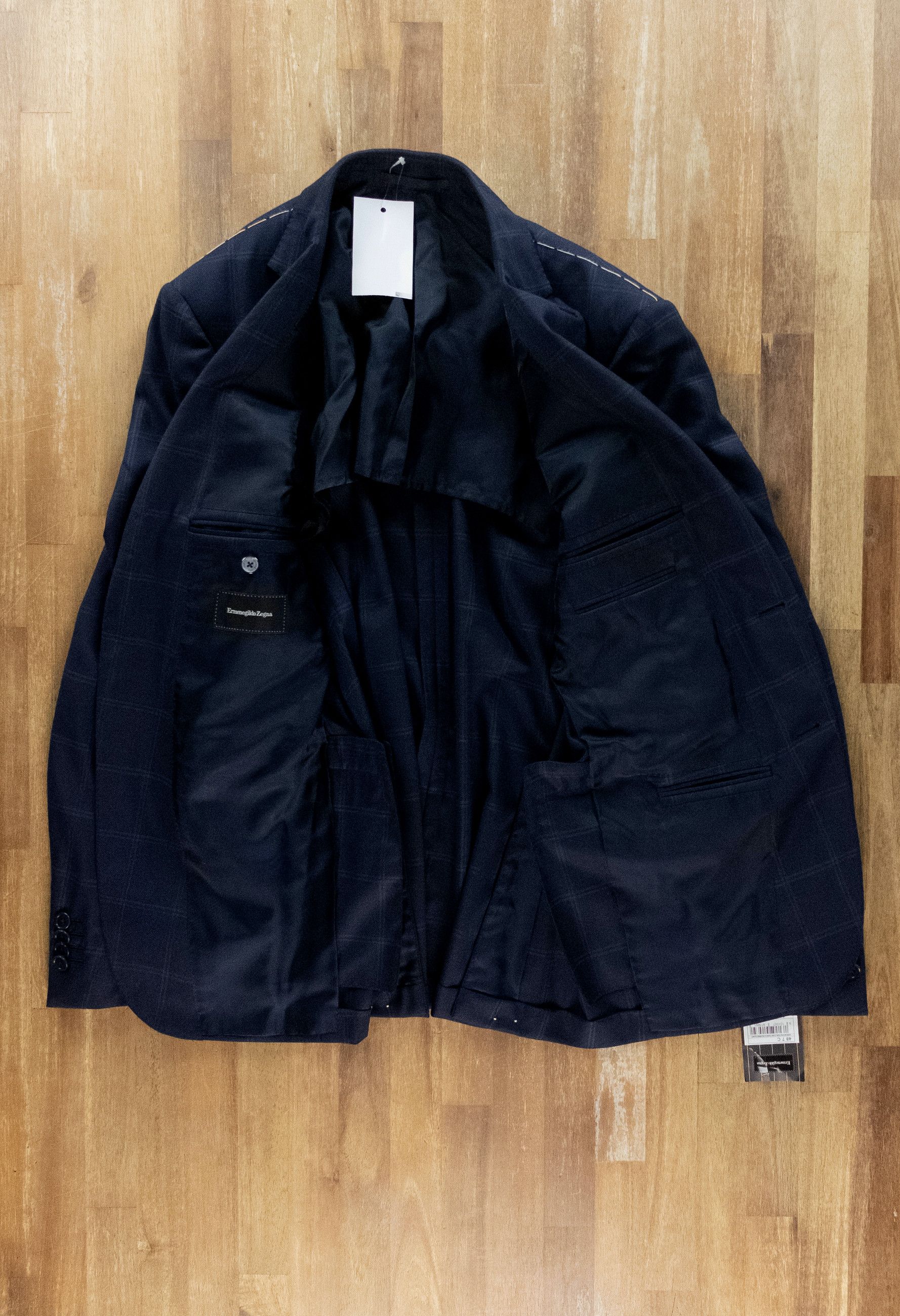 Ermenegildo Zegna ERMENEGILDO ZEGNA navy blue windowpane wool sportcoat 38C Size 38S - 9 Thumbnail