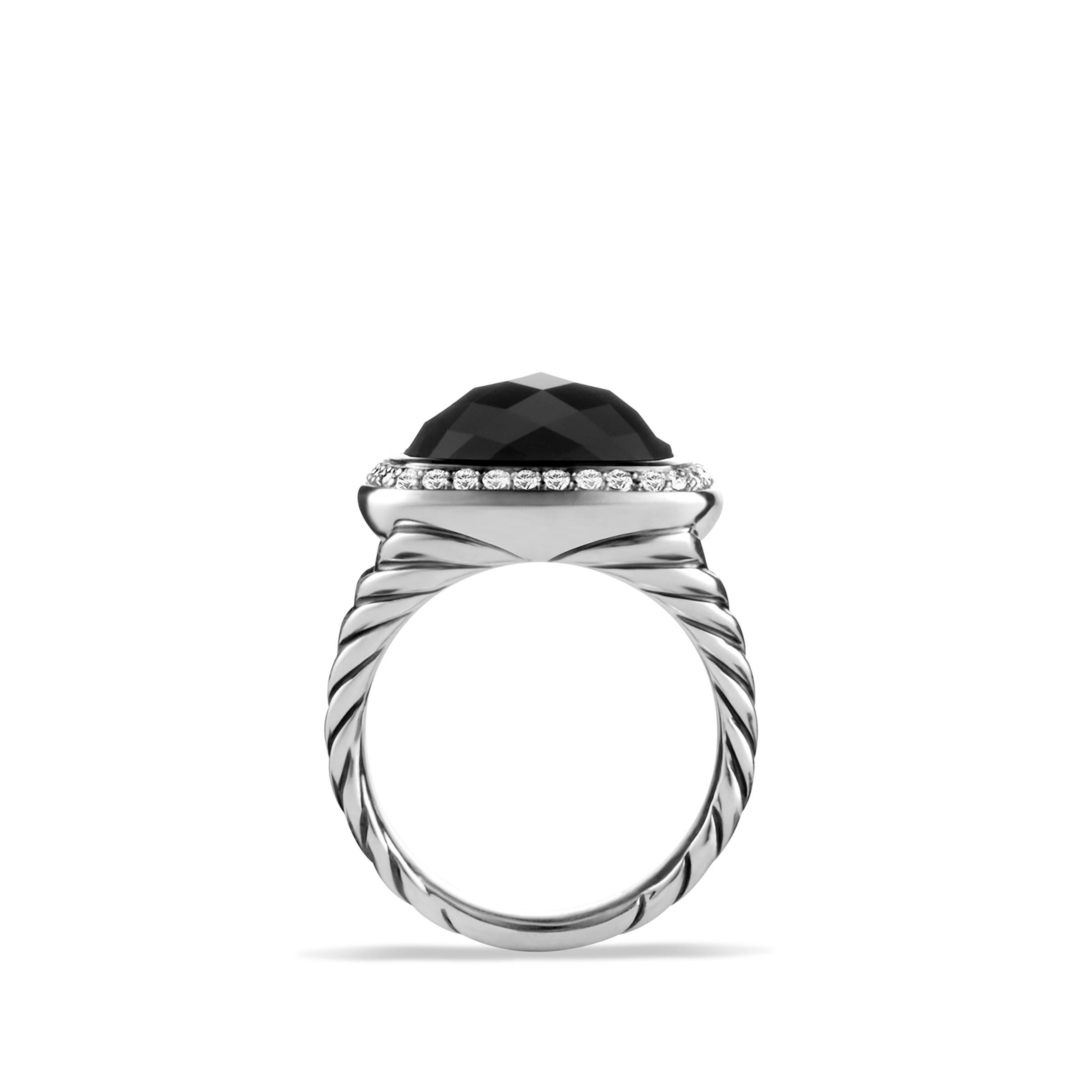 David Yurman o1w1db10525 R12454D Ring in Silver with Onyx and Diamond Size ONE SIZE - 4 Thumbnail