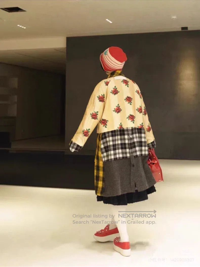 Comme des Garcons Comme Des Garcons Blue Plaid Mixed Floral Wool Coat Size M / US 6-8 / IT 42-44 - 2 Thumbnail