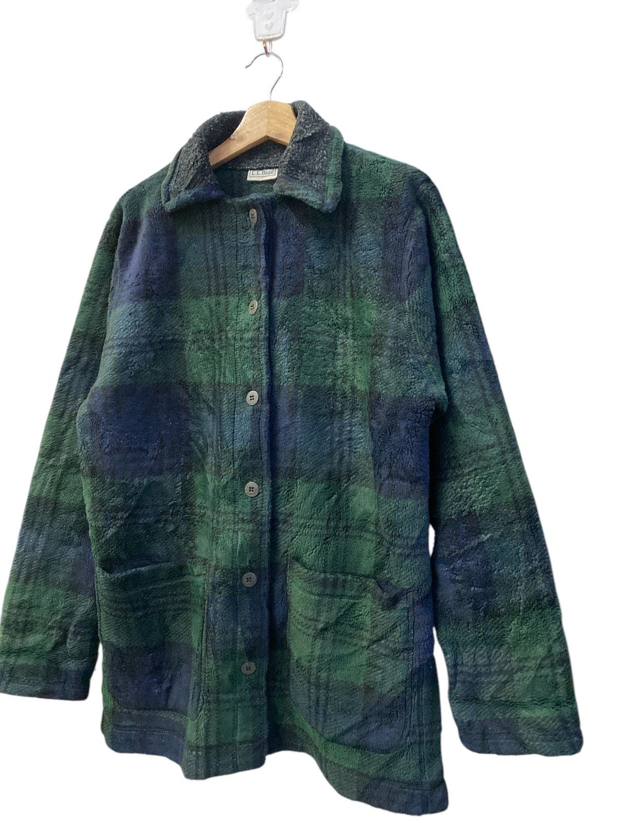 L.L. Bean × Vintage Vintage L.L Bean Checkered Fleece Jacket Size S / US 4 / IT 40 - 3 Thumbnail
