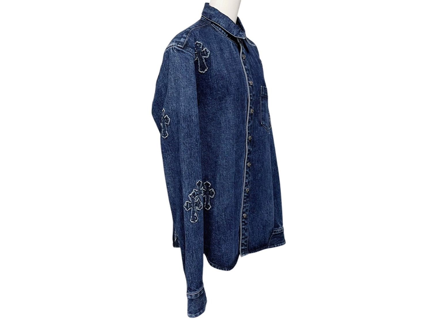 Chrome Hearts Chrome Hearts Cross Patch Denim Jacket Size US XL / EU 56 / 4 - 5 Thumbnail