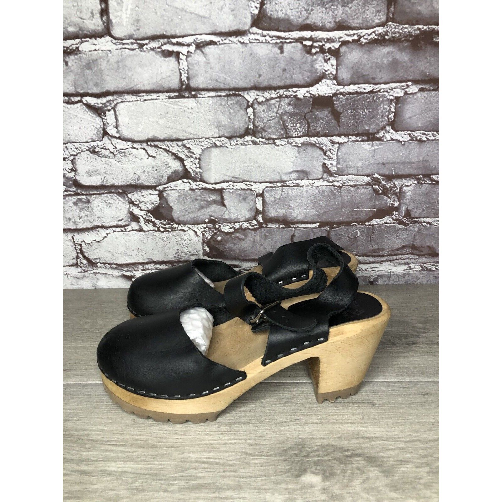 Other MIA Greta Black Leather Ankle Strap Wooden Heel Sandals Wome Size US 7.5 / IT 37.5 - 16 Thumbnail