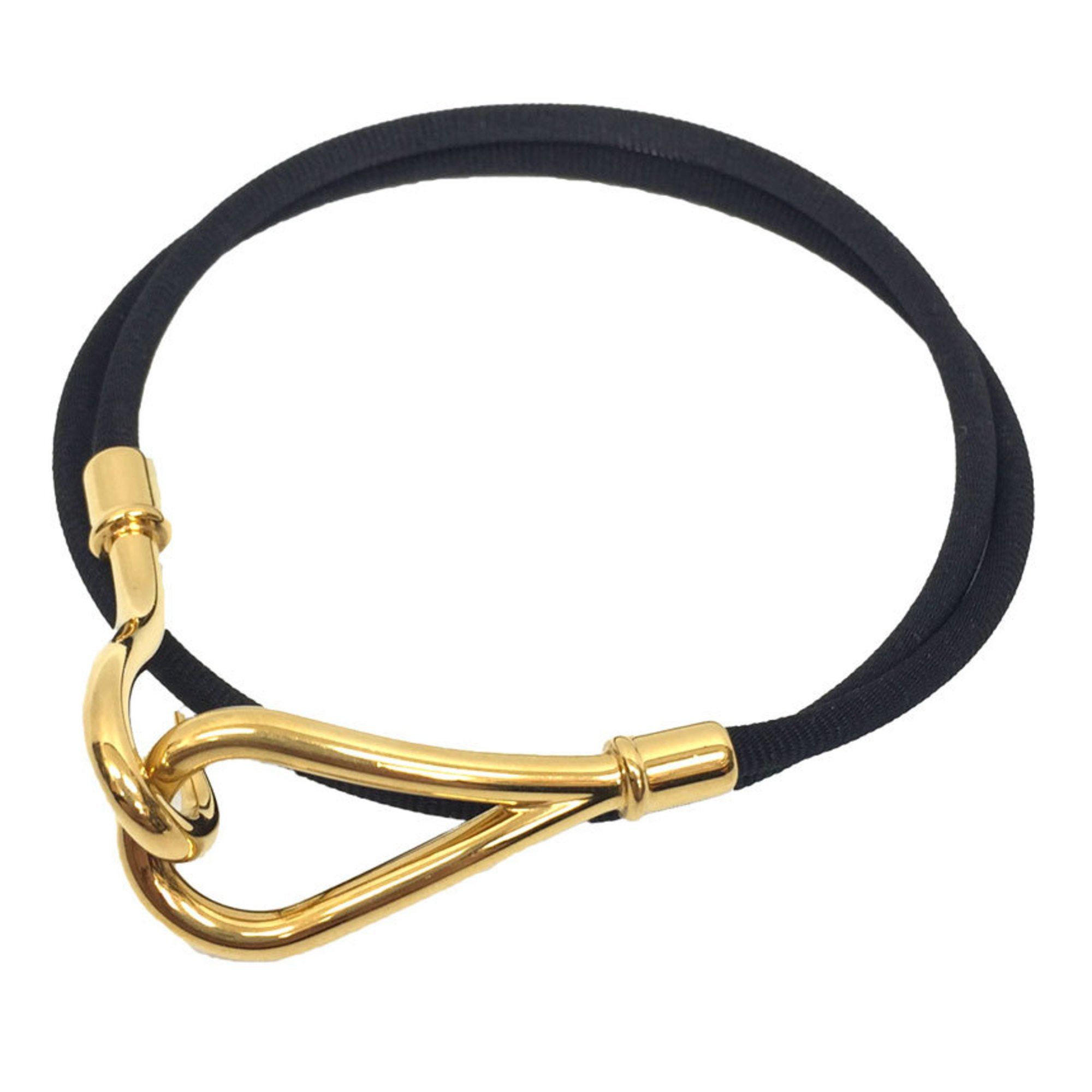 Hermes Hermes Jumbo Choker Double Bracelet Cotton Cord Long Men Women Unisex Black Size ONE SIZE - 1 Thumbnail