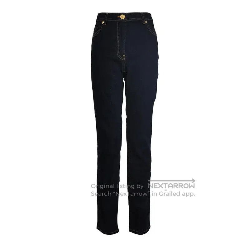 Versace Dark Blue Embroidered Medusa Casual Pants .