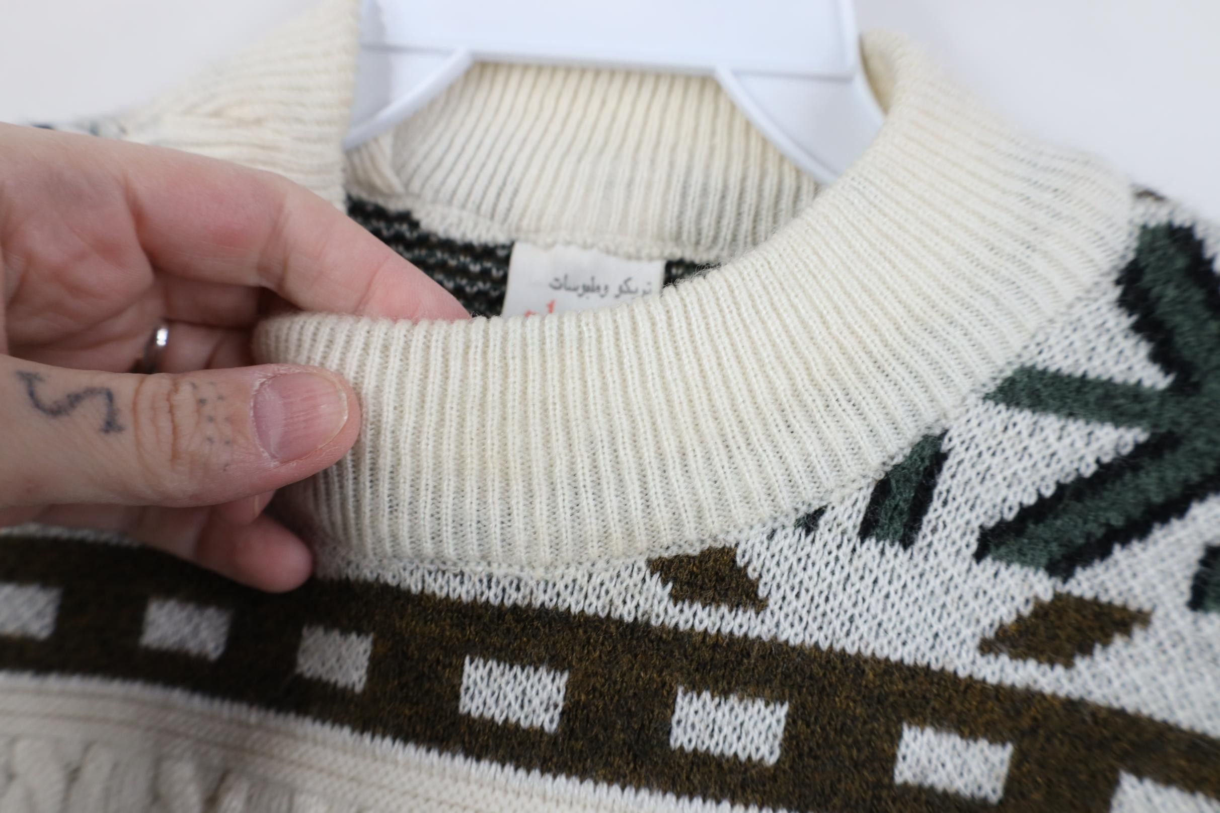 Vintage Vintage 90s Coogi Style Geometric Knit Mock Neck Sweater Size M / US 6-8 / IT 42-44 - 6 Thumbnail