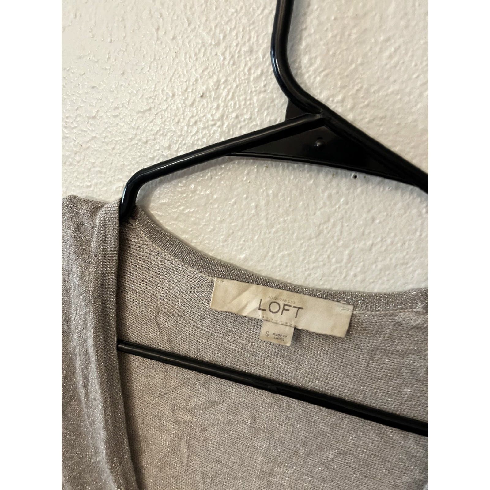 Loft VINTAGE LOFT Lightweight Zip Cardigan Sweater Small Beige Shimmer Business Casual Womens Size S / US 4 / IT 40 - 2 Thumbnail