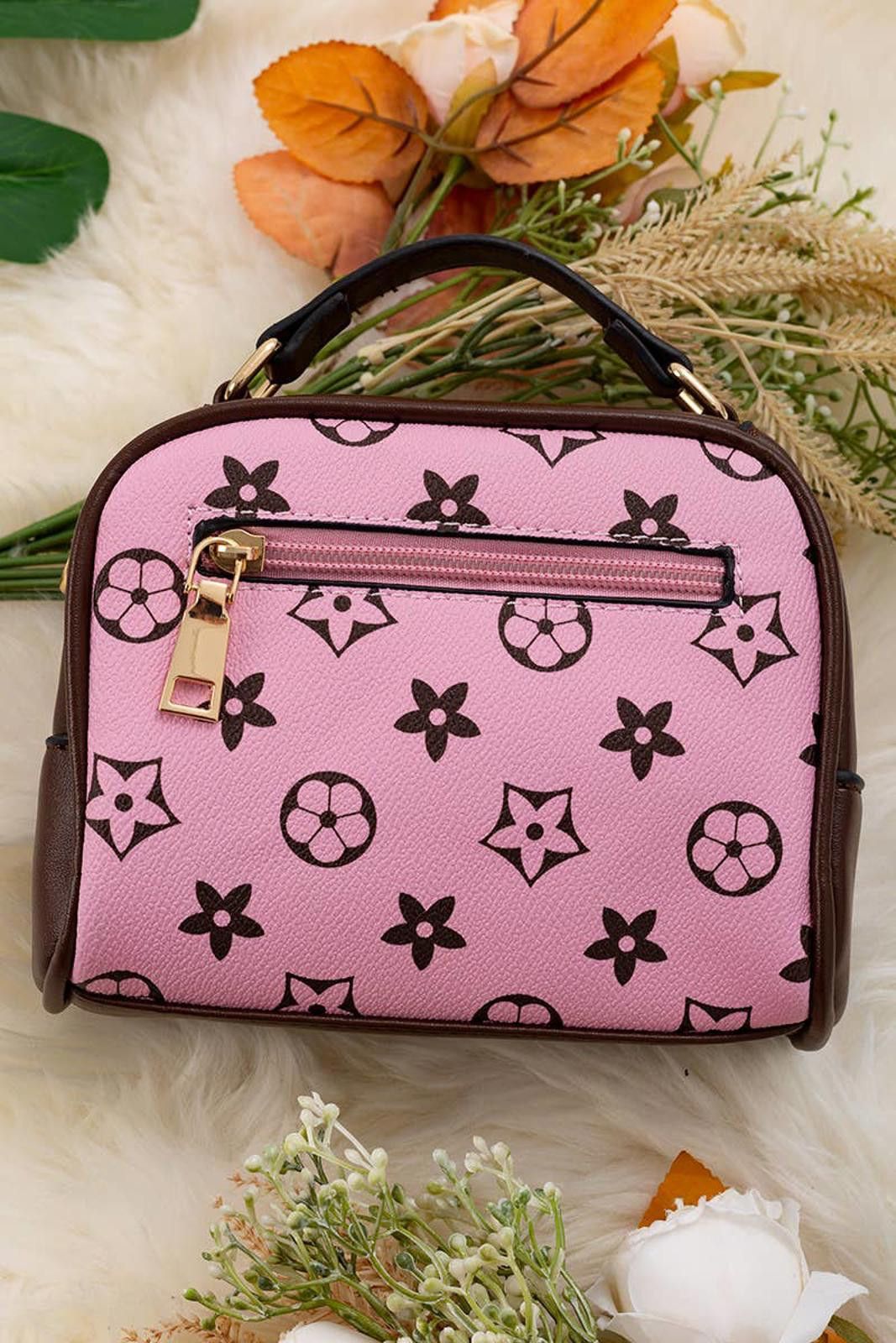 Other PINK WITH BROWN TRIM CROSSBODY SATCHEL Size ONE SIZE - 1 Thumbnail