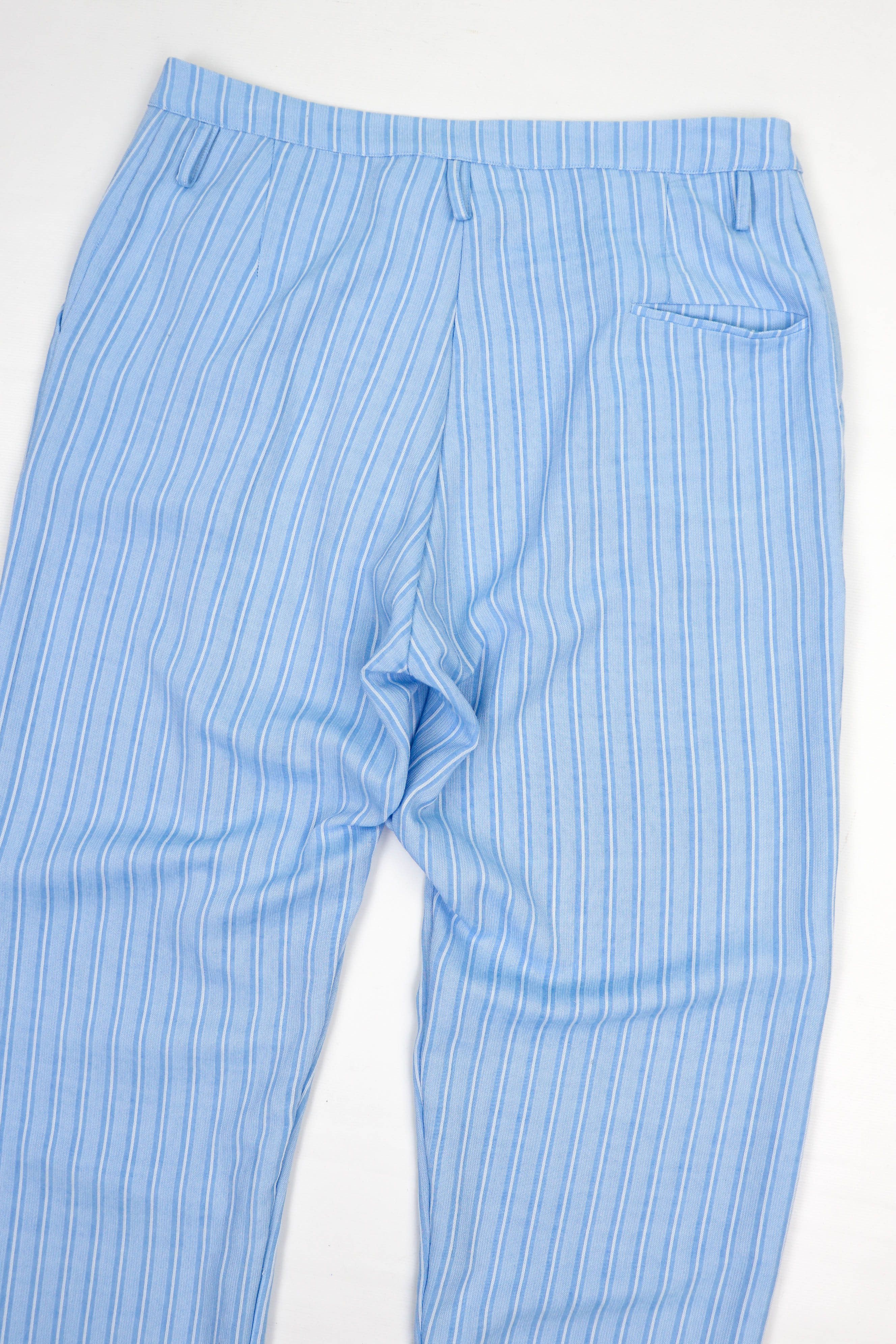 Other SHEBO Pleated Front Striped Blue Cotton/Linen Trousers Pants Size US 32 / EU 48 - 7 Thumbnail