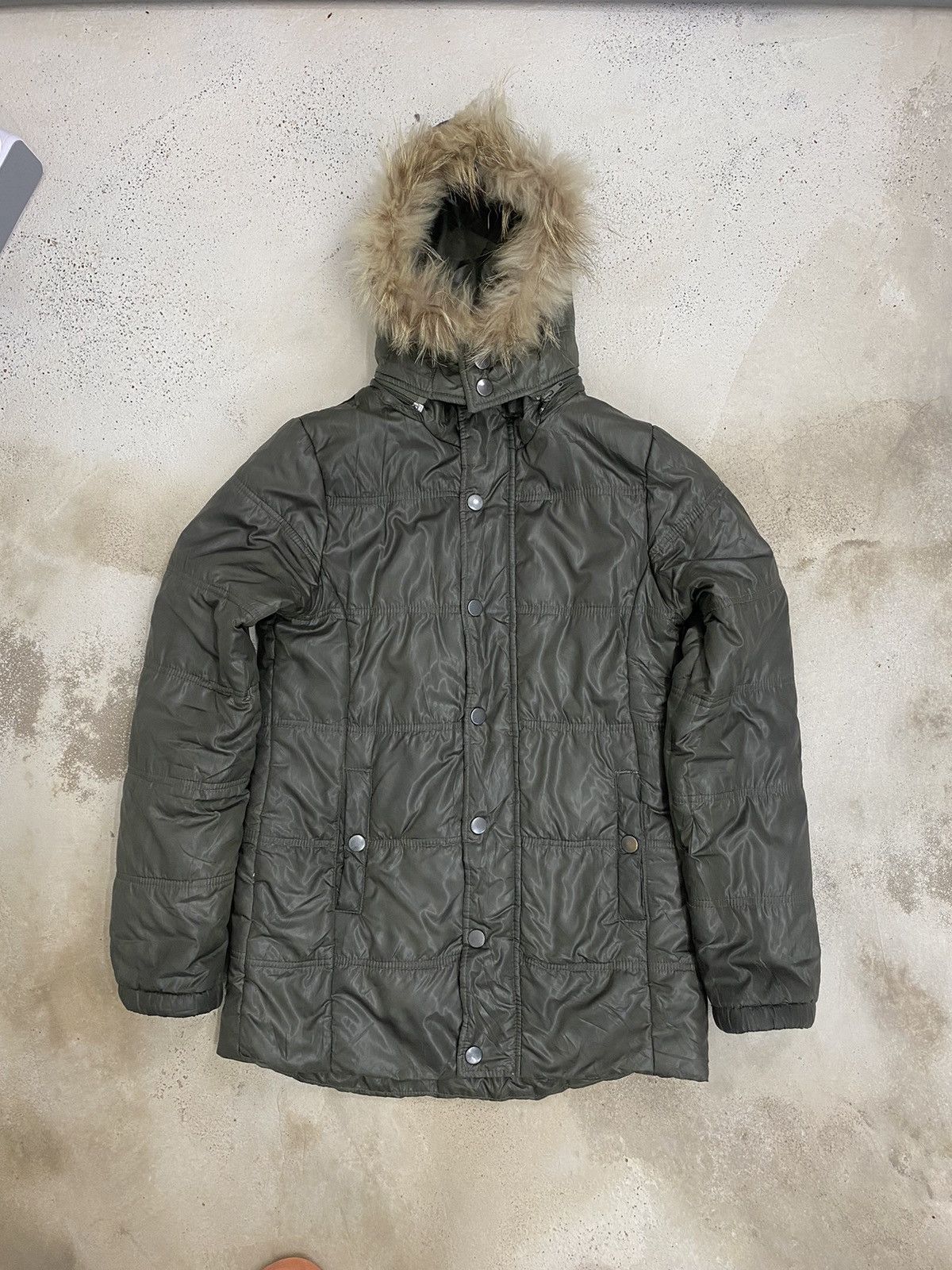 Yasuyuki Ishii Manics Light Fur Zipper Hoodie Puffle Winter Olive Green Size US S / EU 44-46 / 1 - 3 Thumbnail