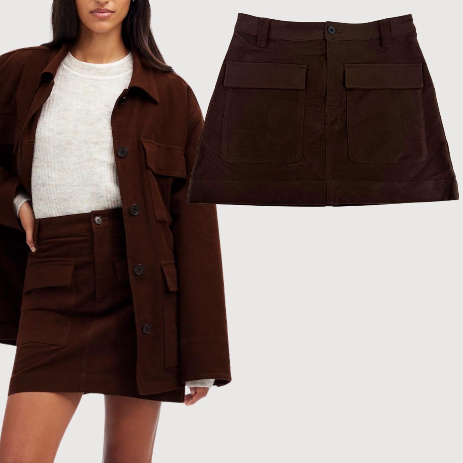 Madewell Madewell NWT Utility Twill Mini Skirt Chocolate 0 Size 25" / US 0 / IT 36 - 1 Thumbnail