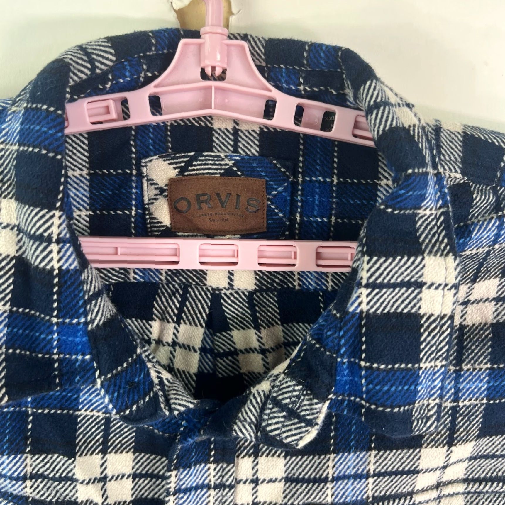 Orvis Orvis Shirt Plaid Flannel Button-Up Mens 2XL Blue Long Sleeve Pockets Casual, Workwear, Travel Size US XXL / EU 58 / 5 - 3 Thumbnail