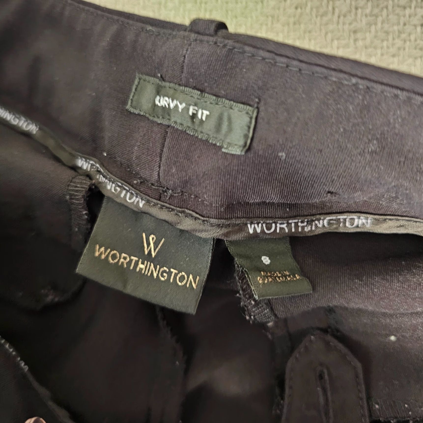 Worthington Worthington Womens Dress Pants 8 Black Curvy Straight Leg Mid Rise Trousers Size 30" / US 8 / IT 44 - 3 Thumbnail