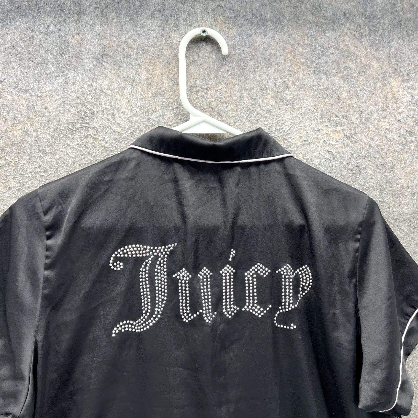 Juicy Couture Juicy Couture Sleep Shirt Womens Large Black Satin Nightgown Rhinestone Logo Shirt Size L / US 10 / IT 46 - 7 Thumbnail