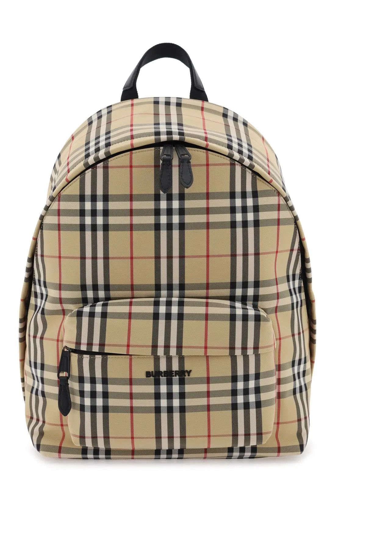 image of Burberry O1S22I1N1223 Check Backpack In Beige Black Red, Men's