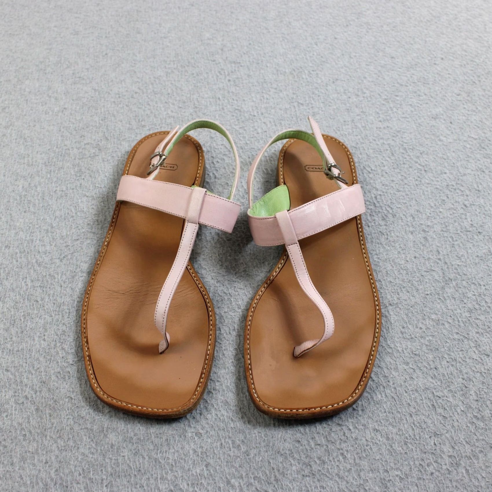 Coach Coach Sandals Women Size 8 Pink Leather Thong Ankle Strap Italy Quiet Luxury Y2K Size US 8 / IT 38 - 6 Thumbnail