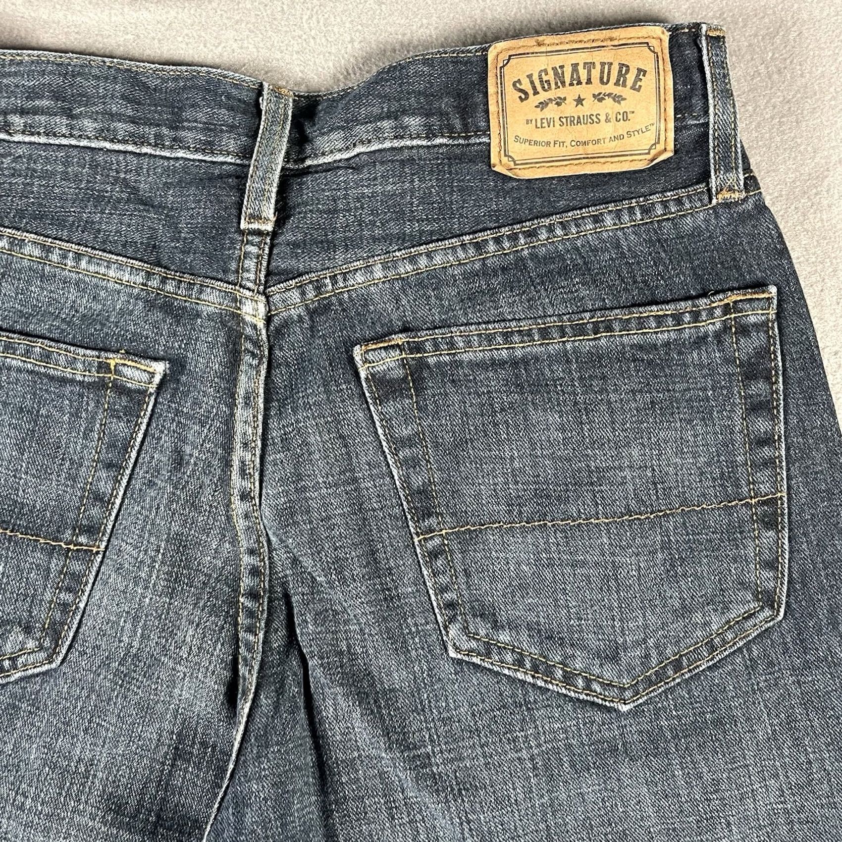 Levi's Levi's Signature Relaxed Fit Jeans Mens 32x32 Blue Denim Distressed Workwear Straight 5-Pocket USA 90s Vintage Denim Signiture Theme Mens Size US 32 / EU 48 - 3 Thumbnail