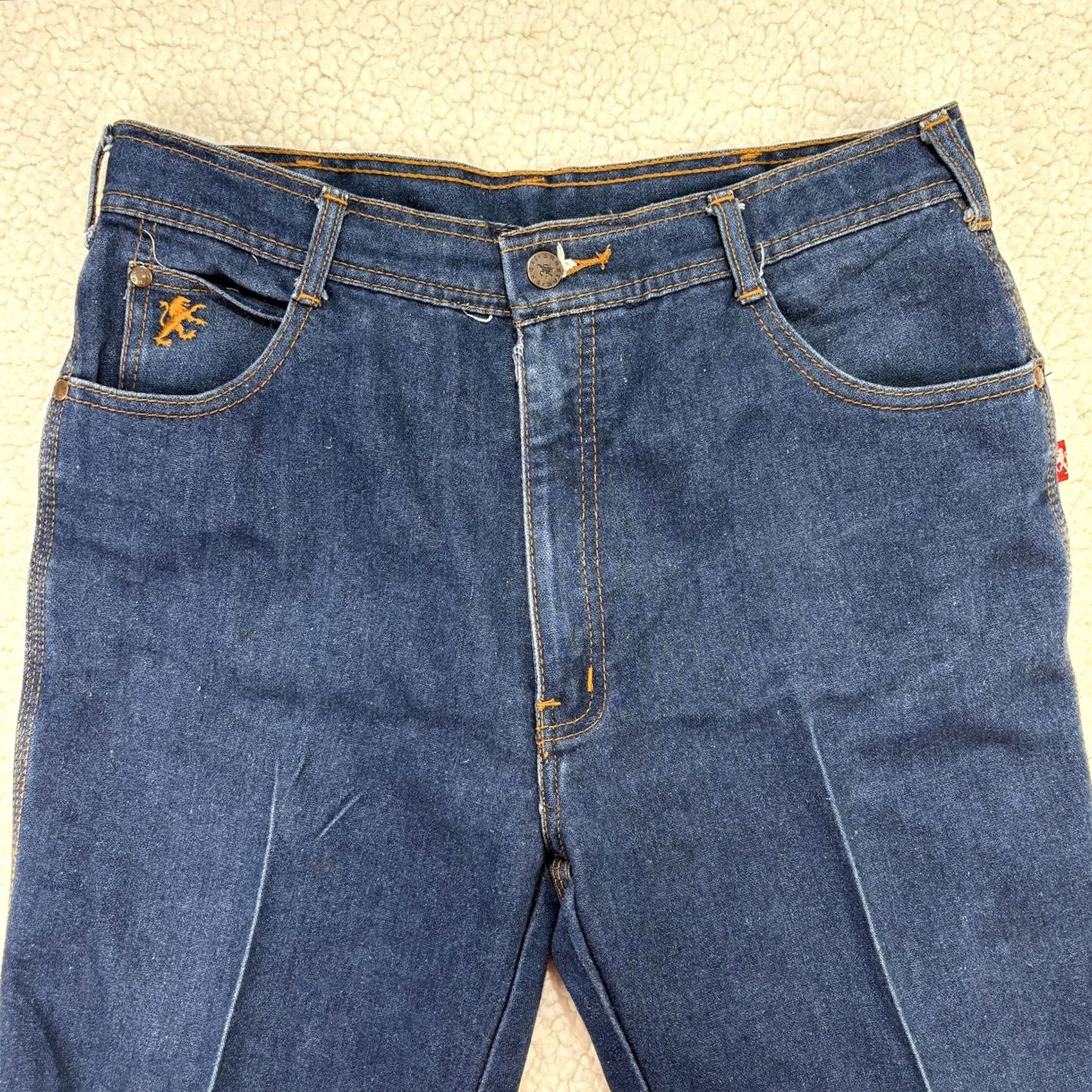 Vintage VINTAGE Braxton Denim Jeans Blue 70s 80s Mens Embroidered 33 x 27 Inseam 27 Waist 33 Look Hippy Size US 33 - 2 Thumbnail